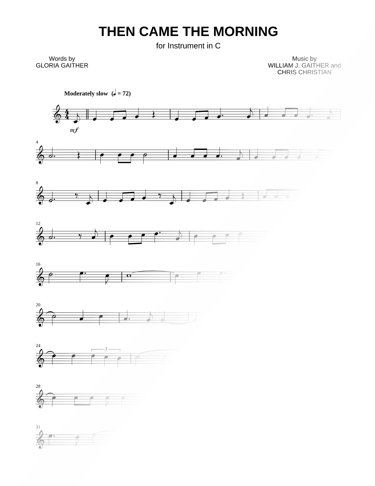 Then Came the Morning - C Instrument