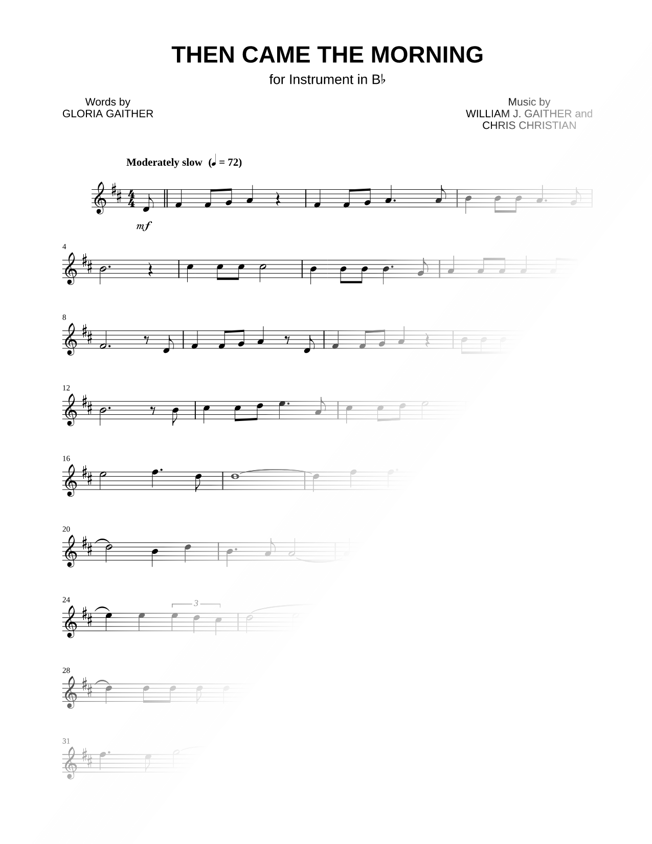Then Came the Morning - Bb Instrument