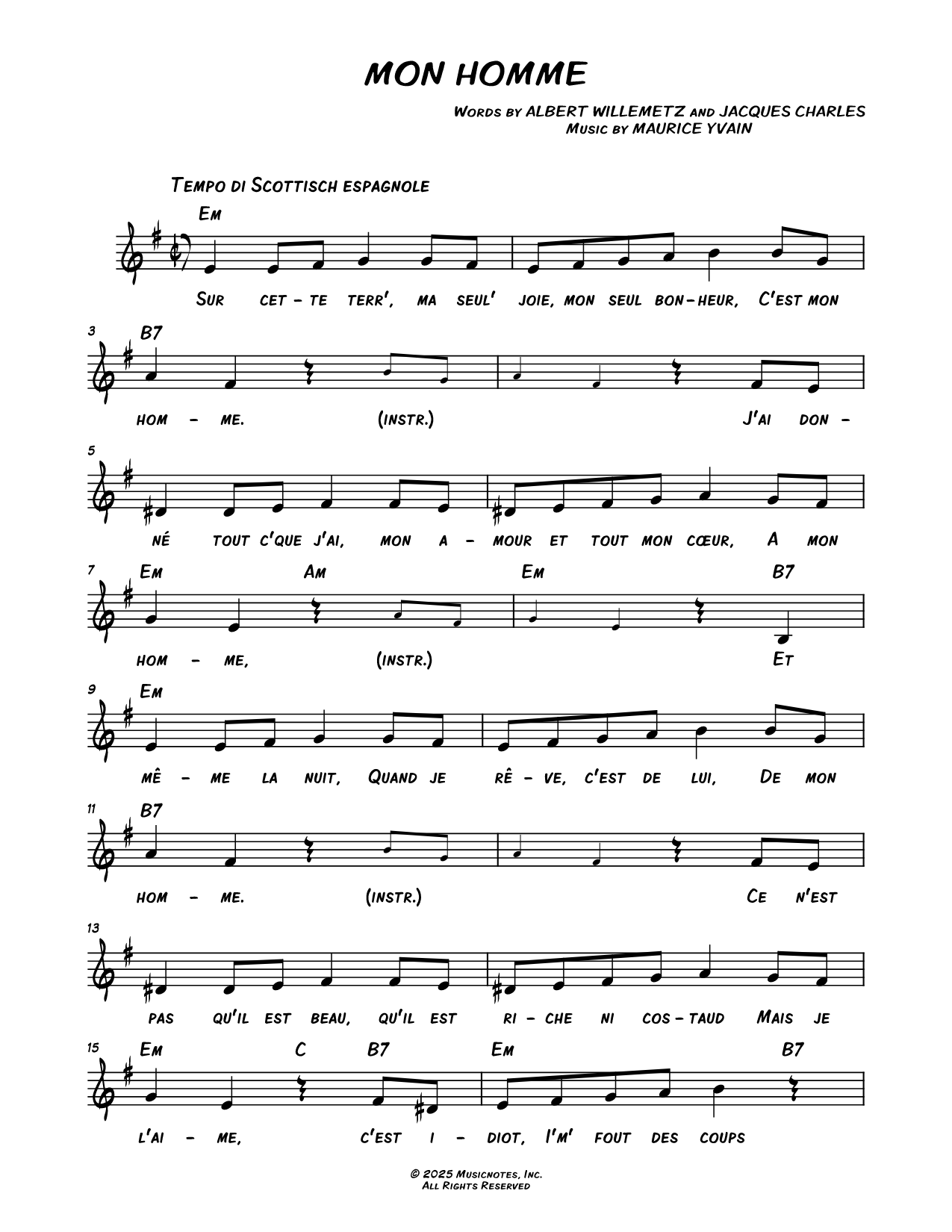 Mon Homme (My Man) [French lyrics]