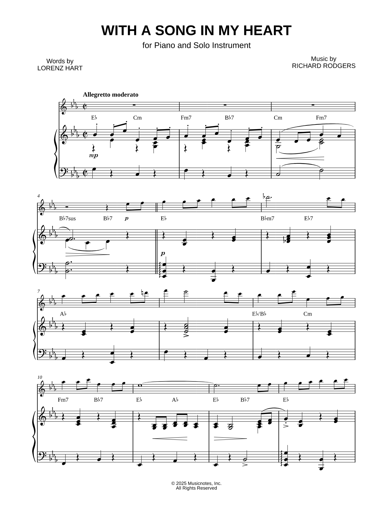 With a Song in My Heart - Piano Accompaniment