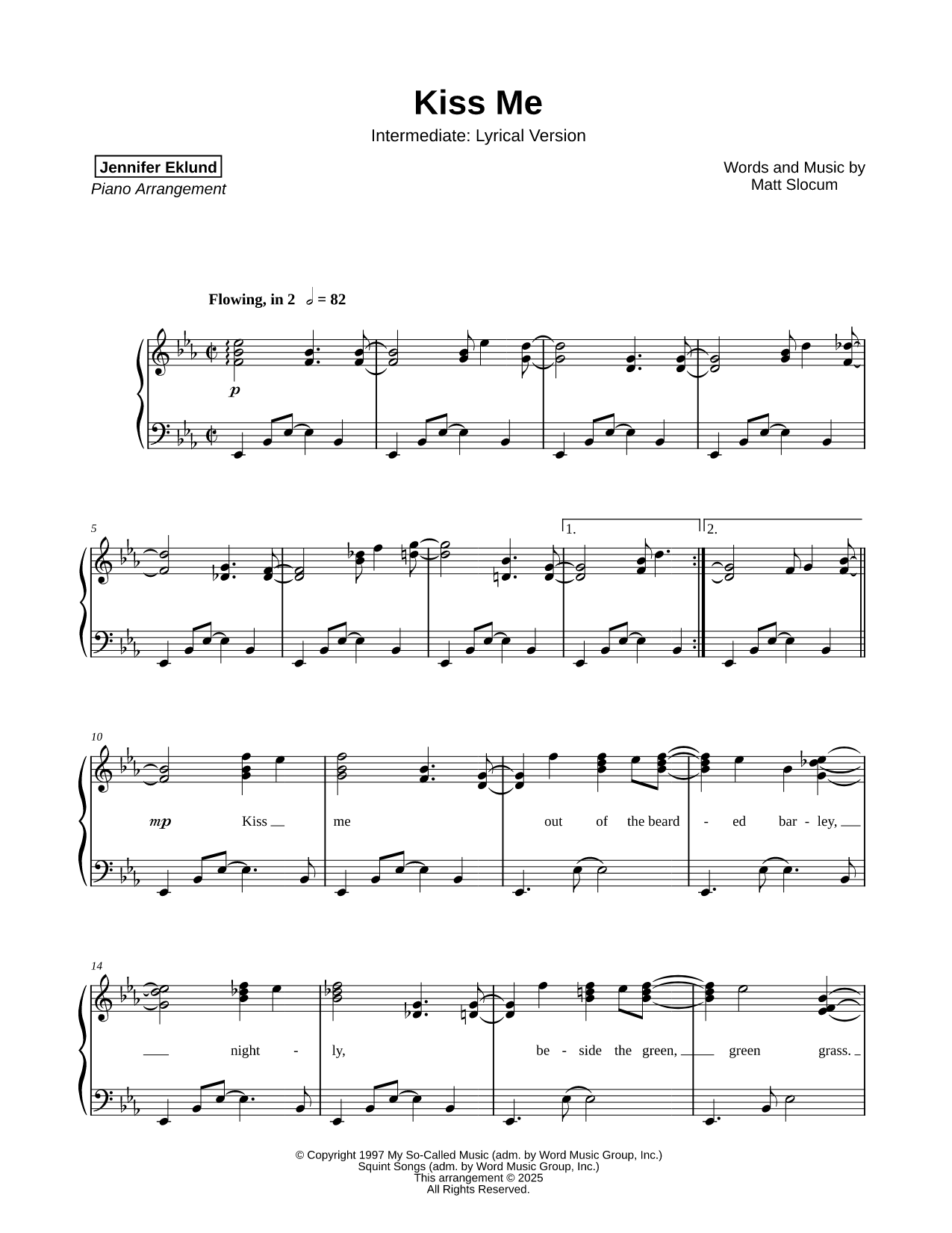 Kiss Me [intermediate - lyrical]