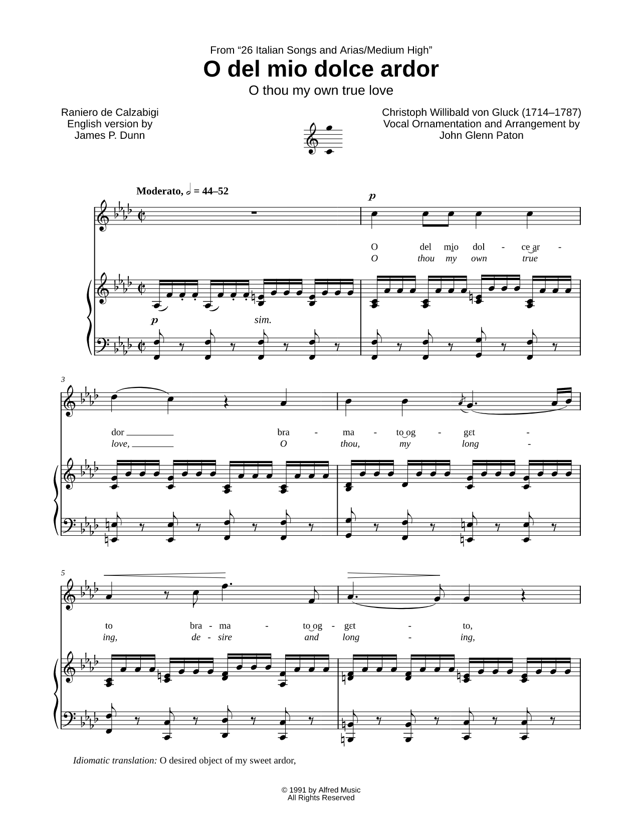 O del mio dolce ardor - Medium High