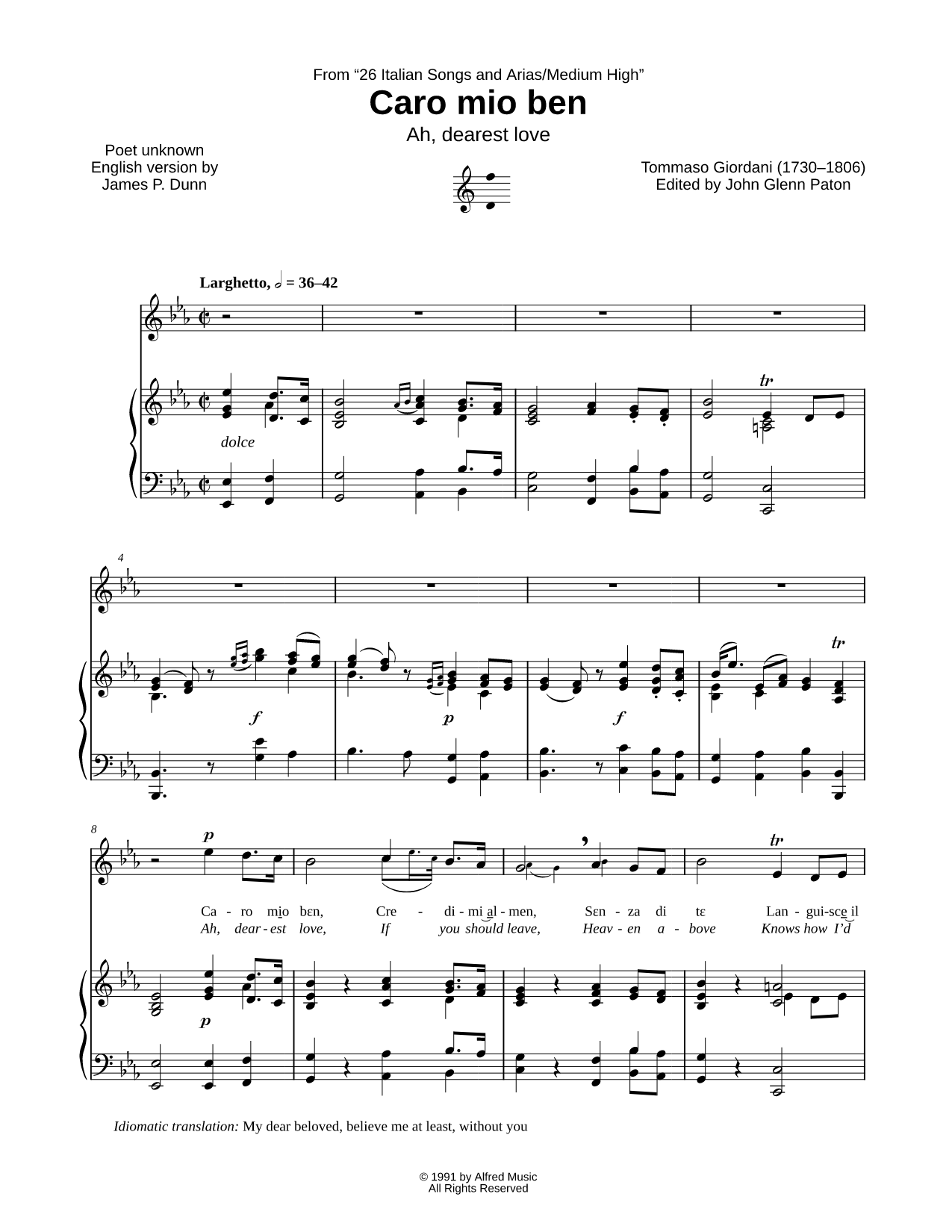 Caro mio ben - Medium High