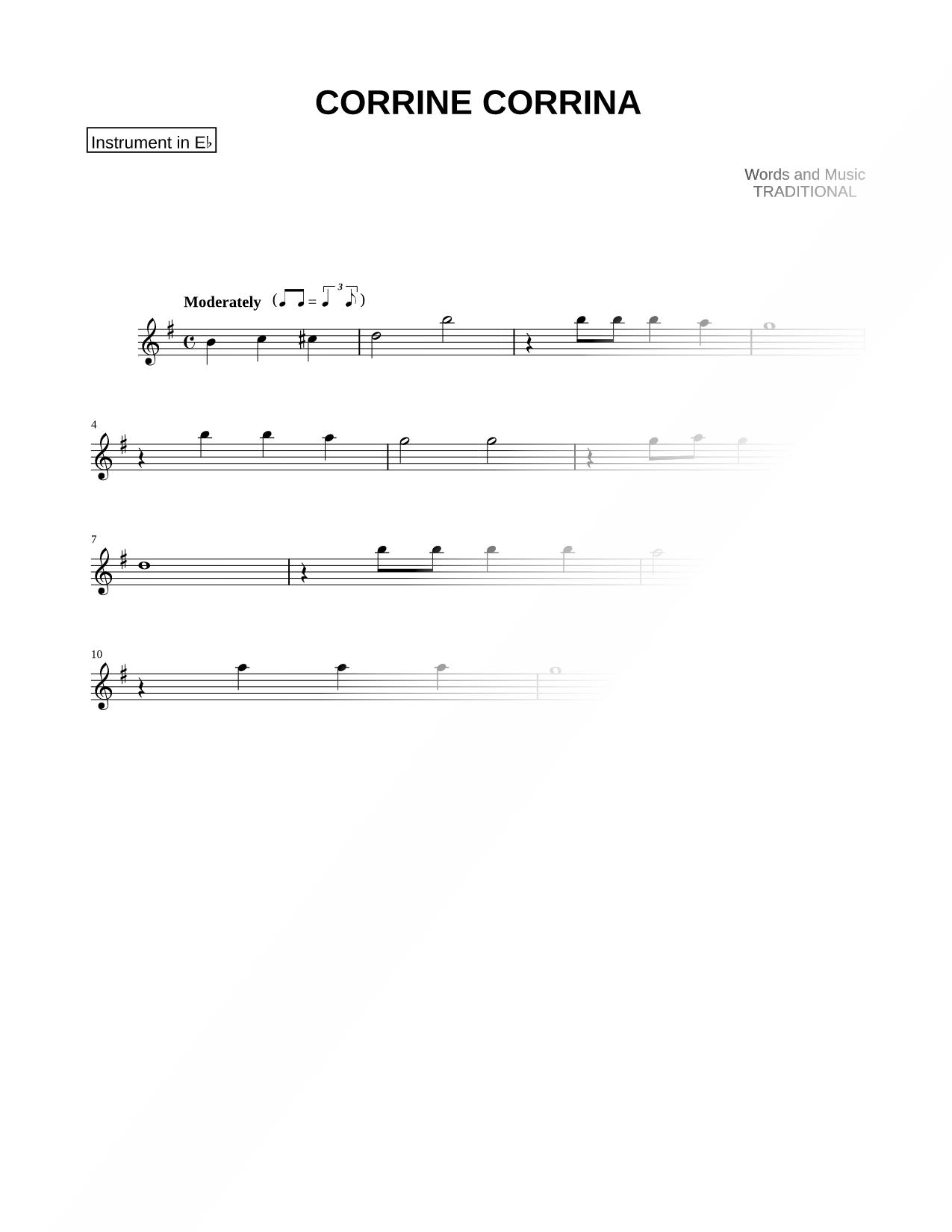 Corrine Corrina - Eb Instrument
