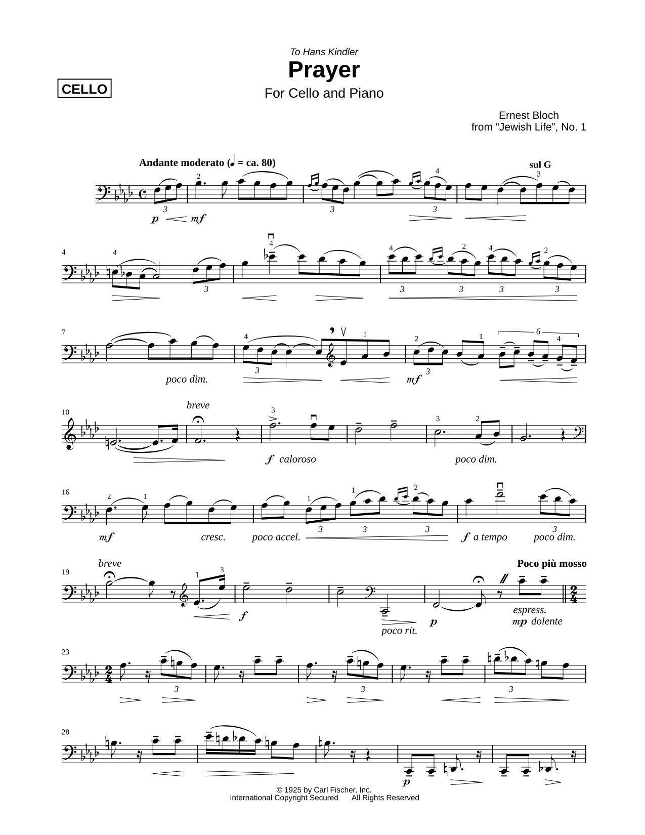 Prayer - Cello part