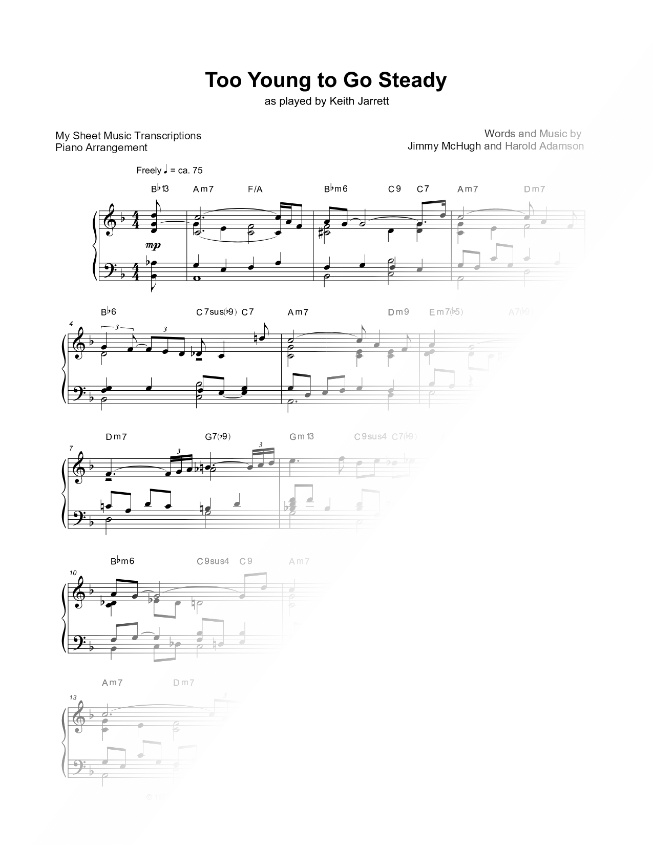Too Young to Go Steady (Keith Jarrett)