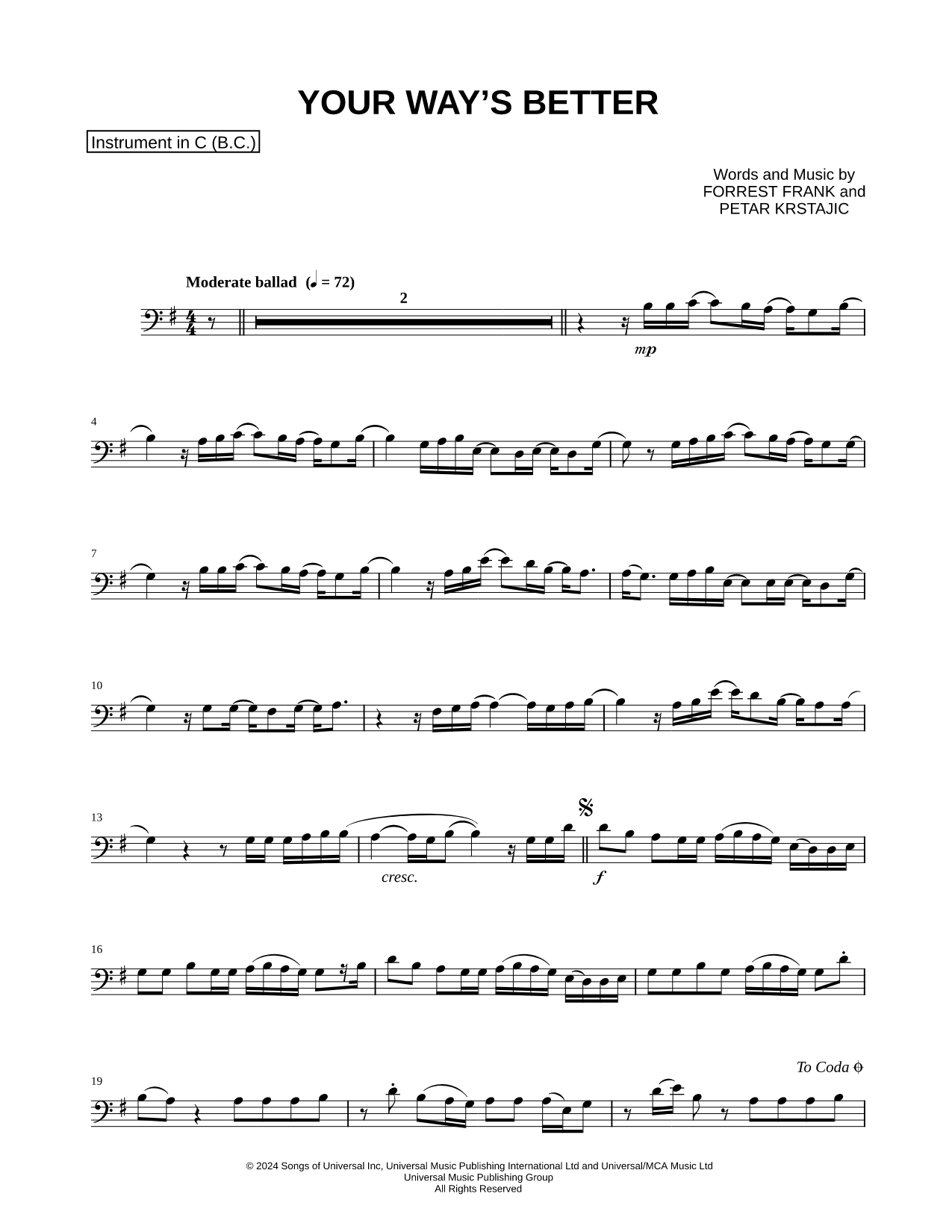 YOUR WAY'S BETTER - Bass Clef Instrument