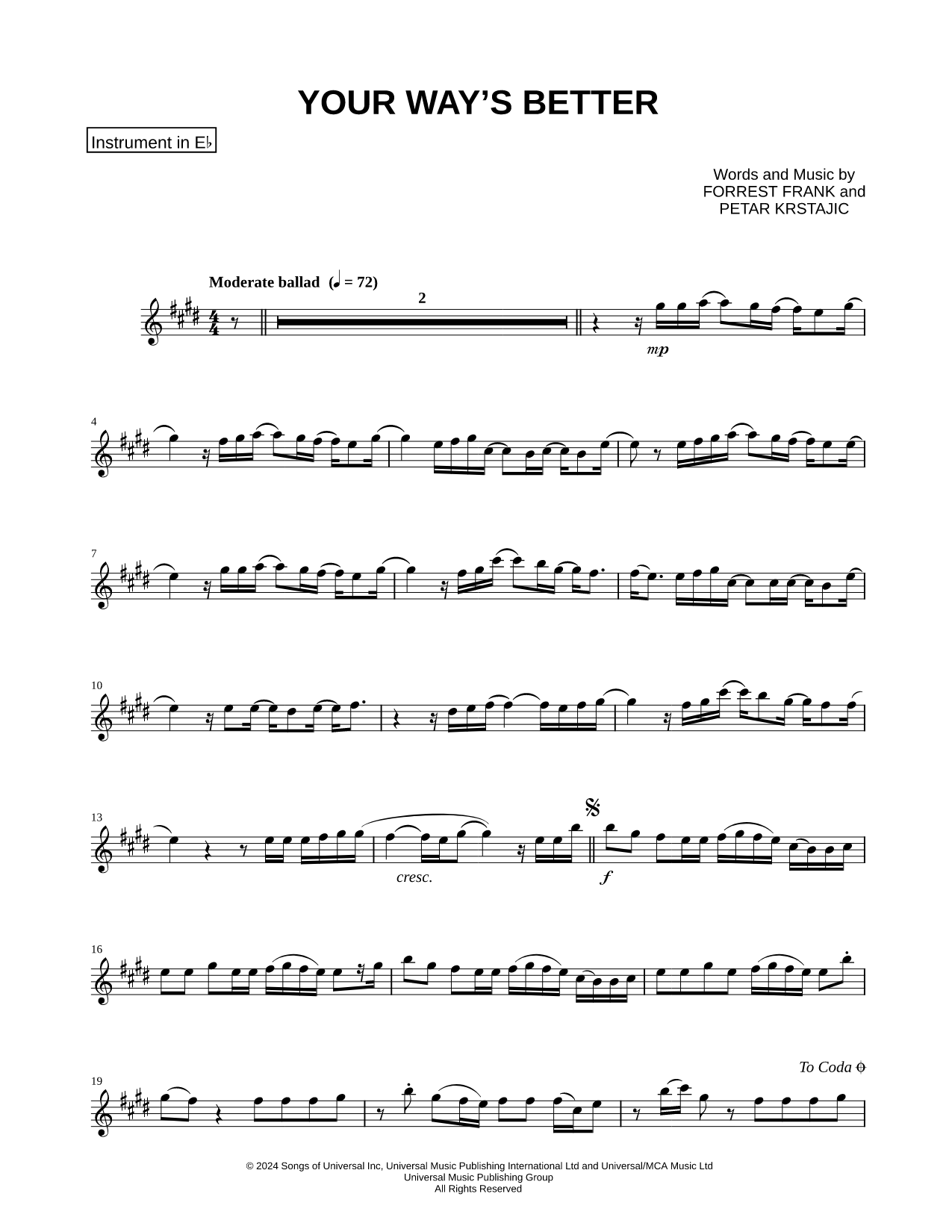 YOUR WAY'S BETTER - Eb Instrument