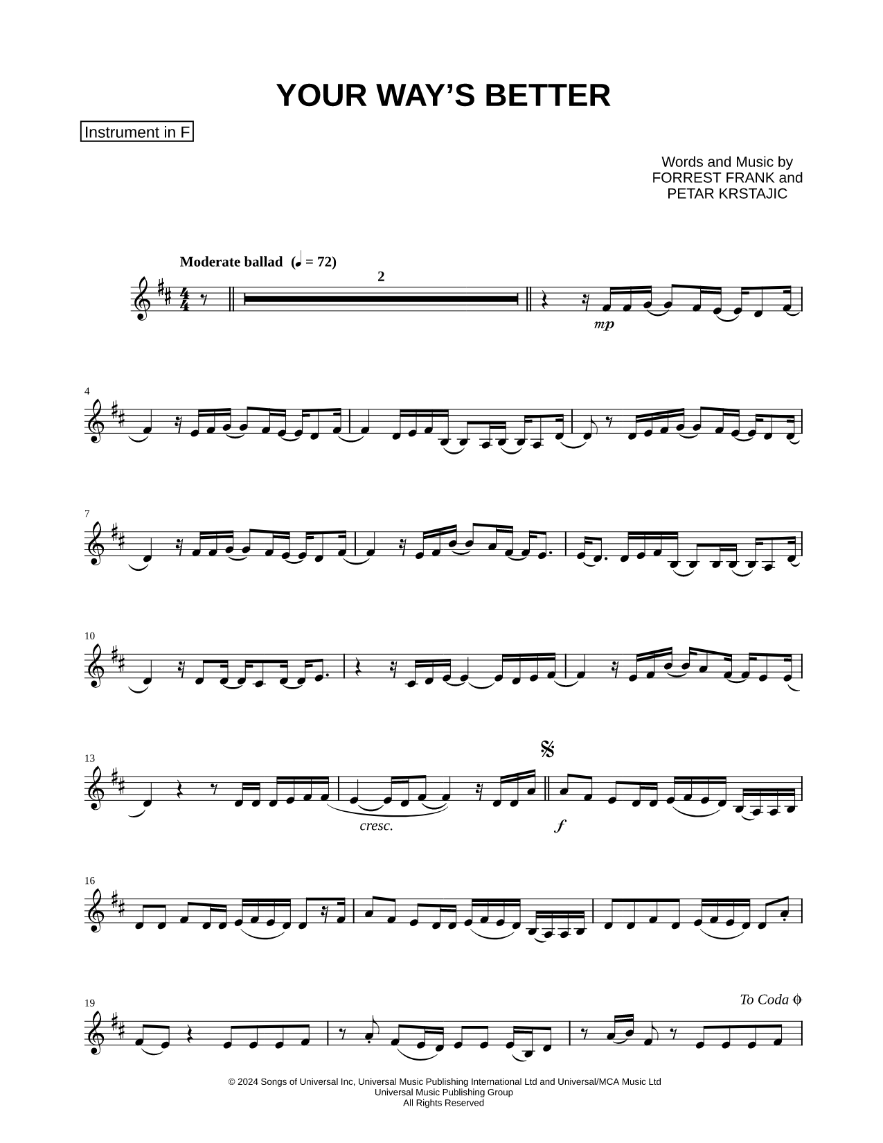 YOUR WAY'S BETTER - F Instrument
