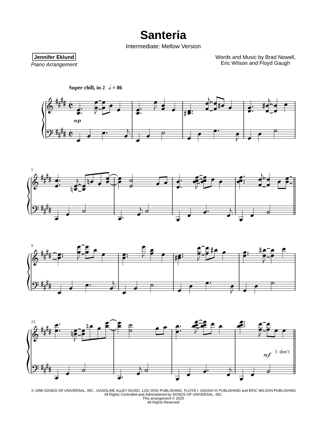 Santeria [intermediate - mellow]