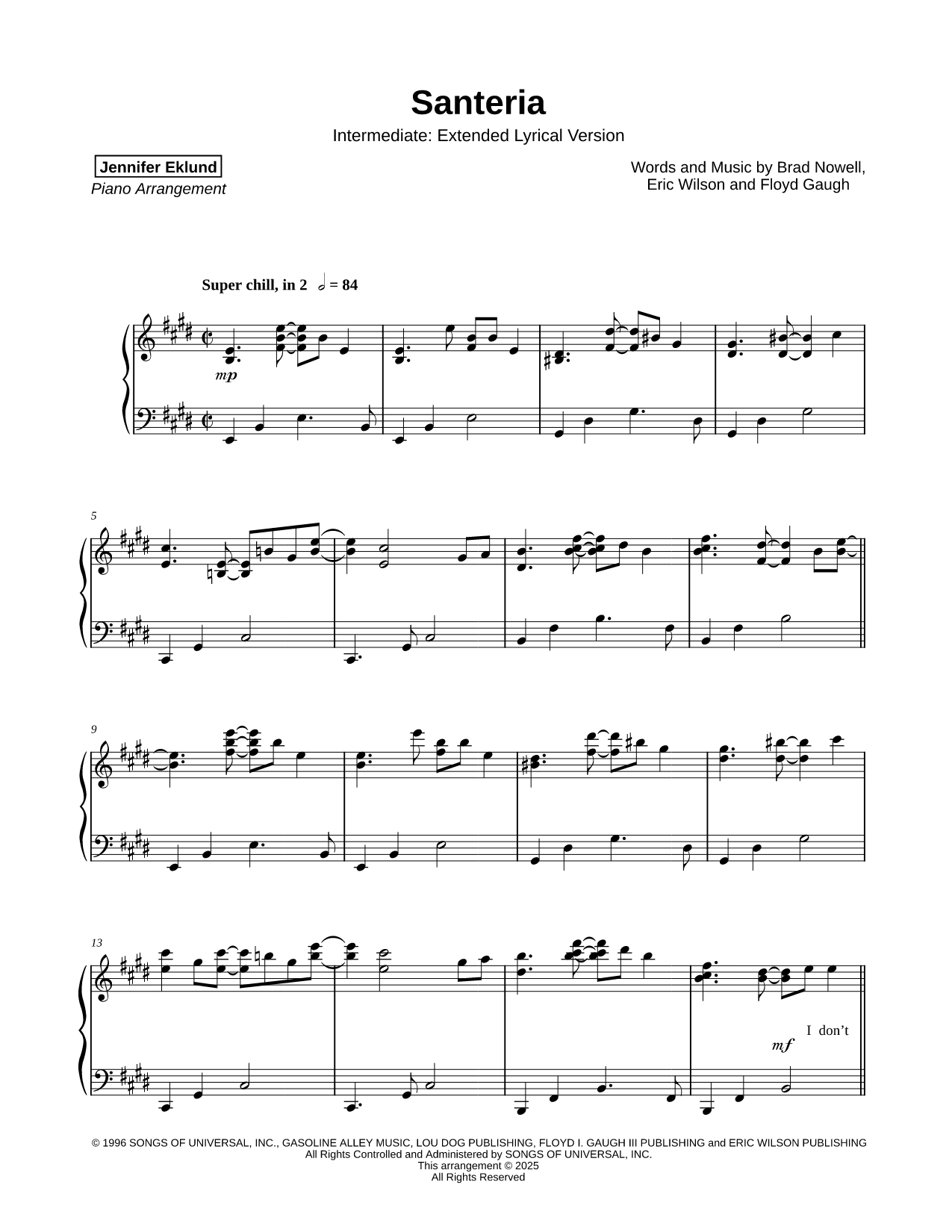 Santeria [intermediate - extended lyrical]