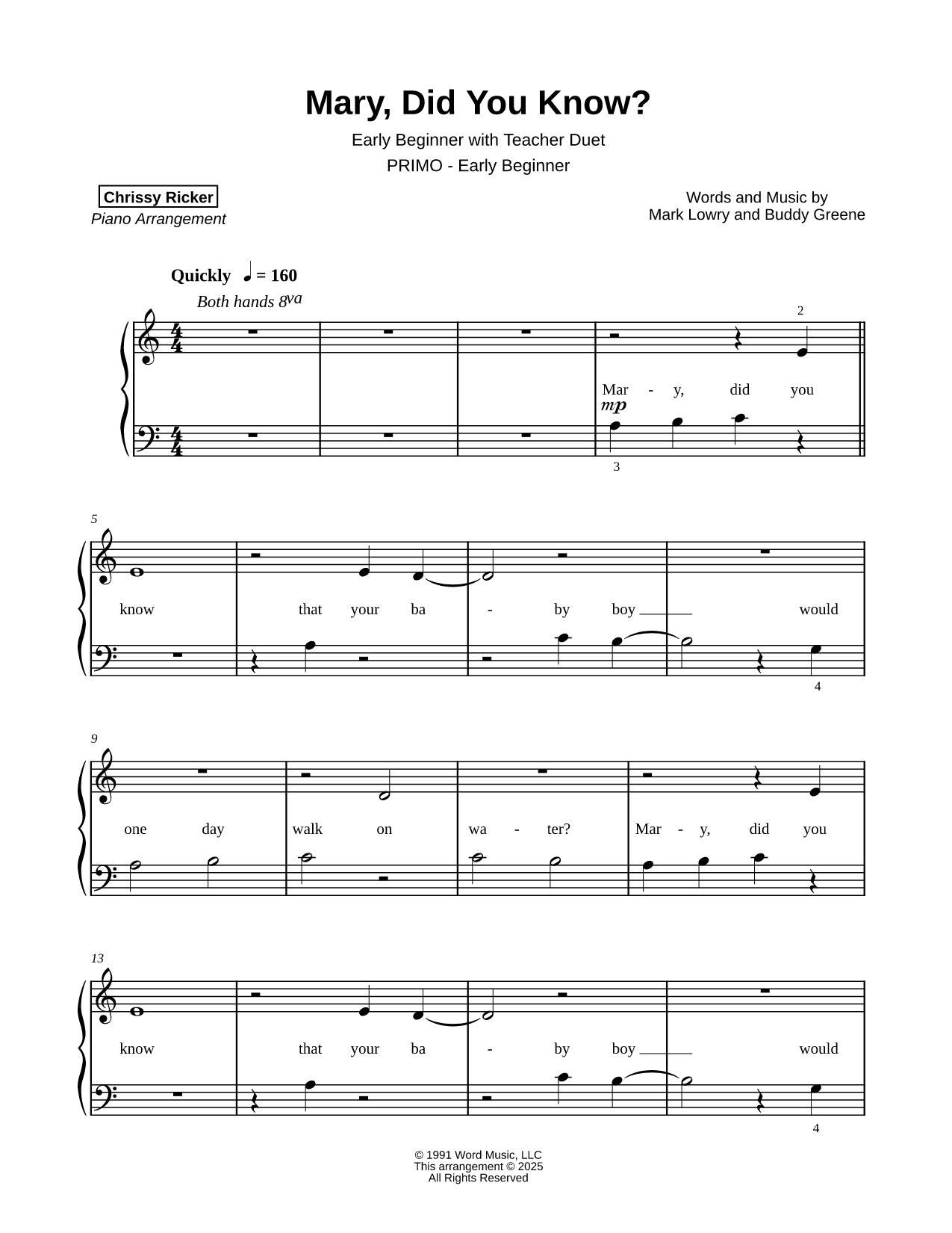 Mary, Did You Know? [early beginner]