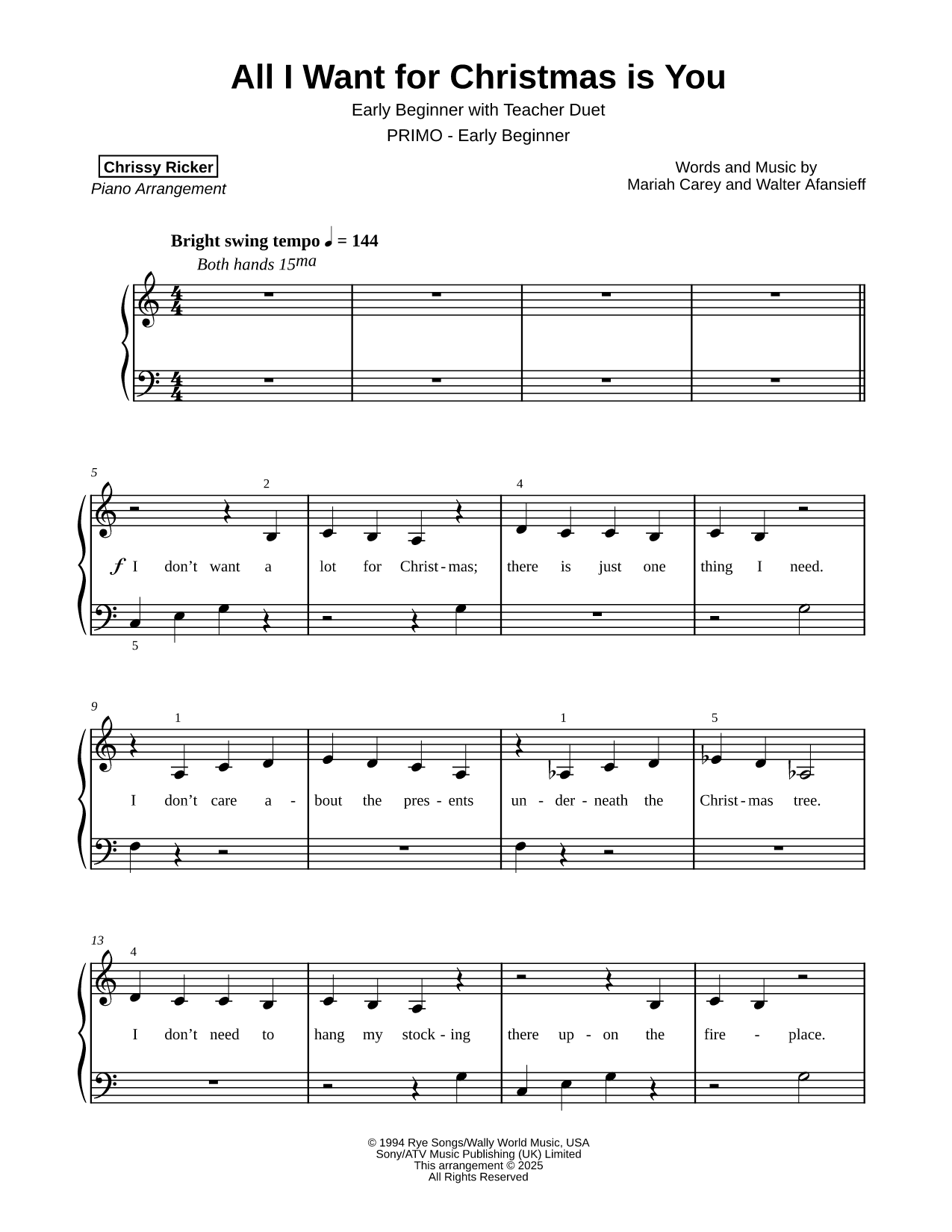 All I Want for Christmas Is You [early beginner]