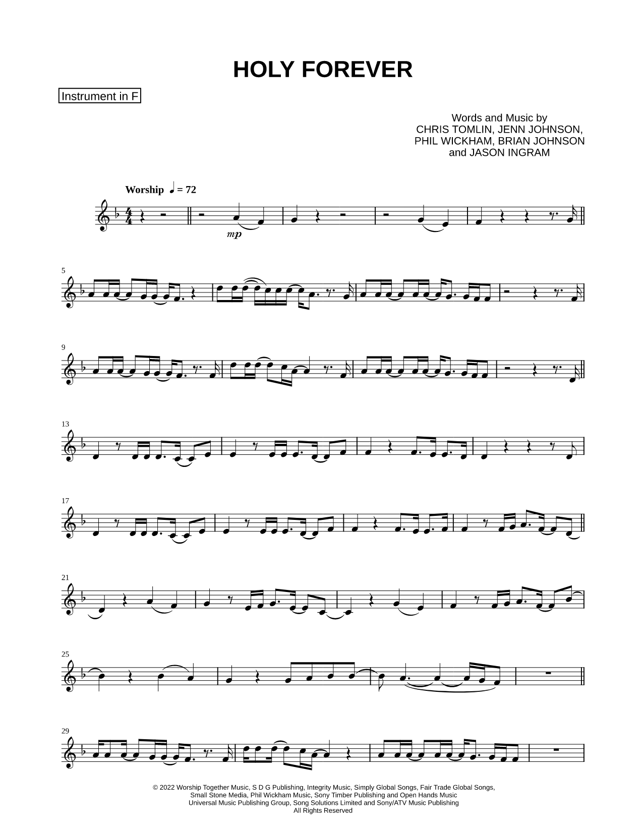 Holy Forever - F Instrument
