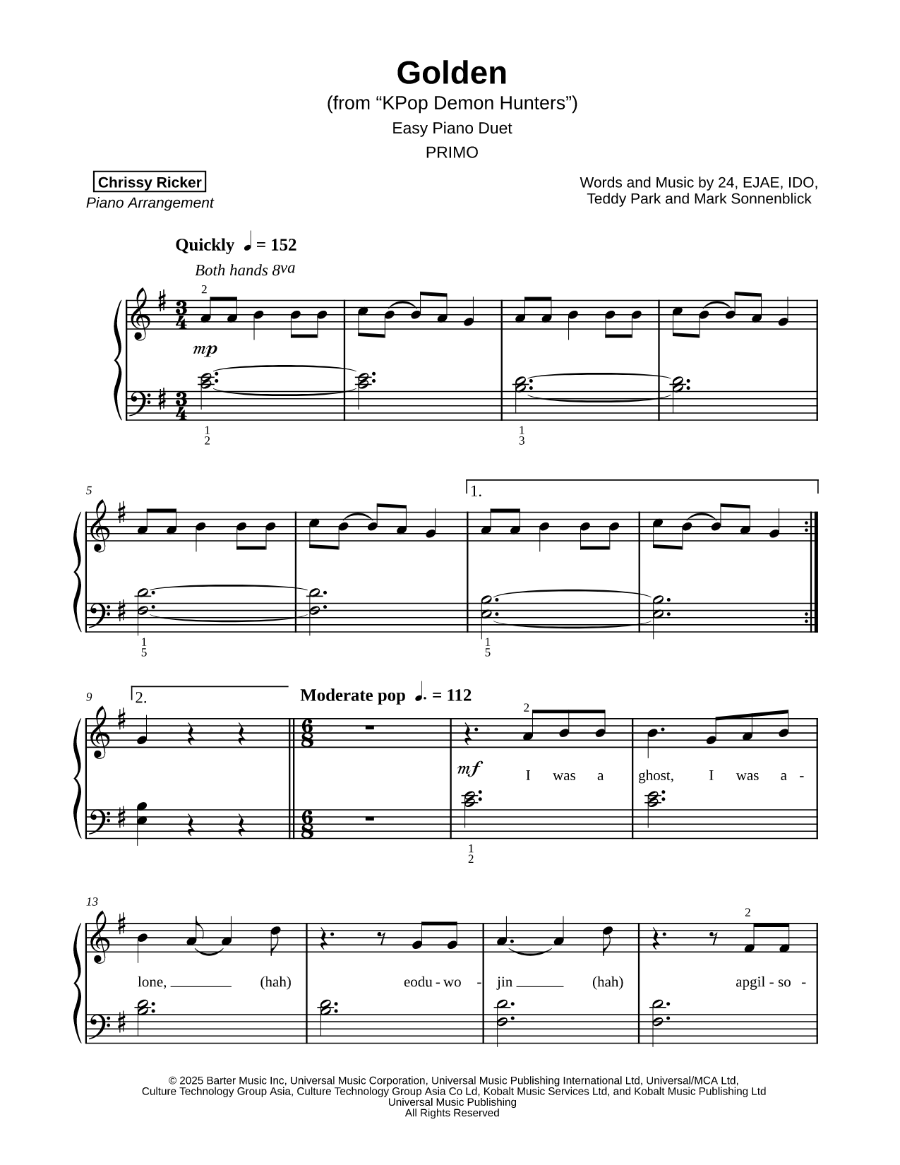 Golden [easy duet]