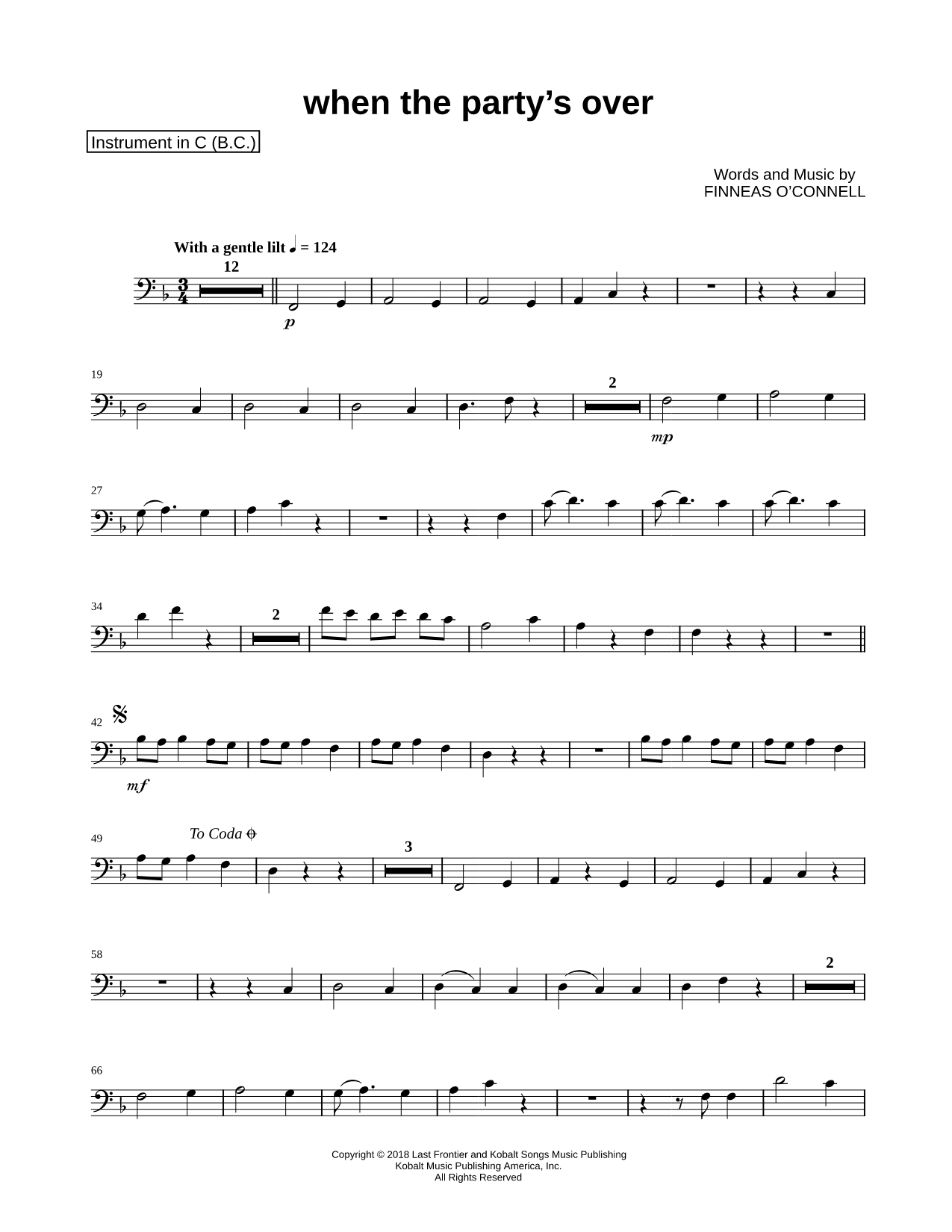 when the party's over - Bass Clef Instrument