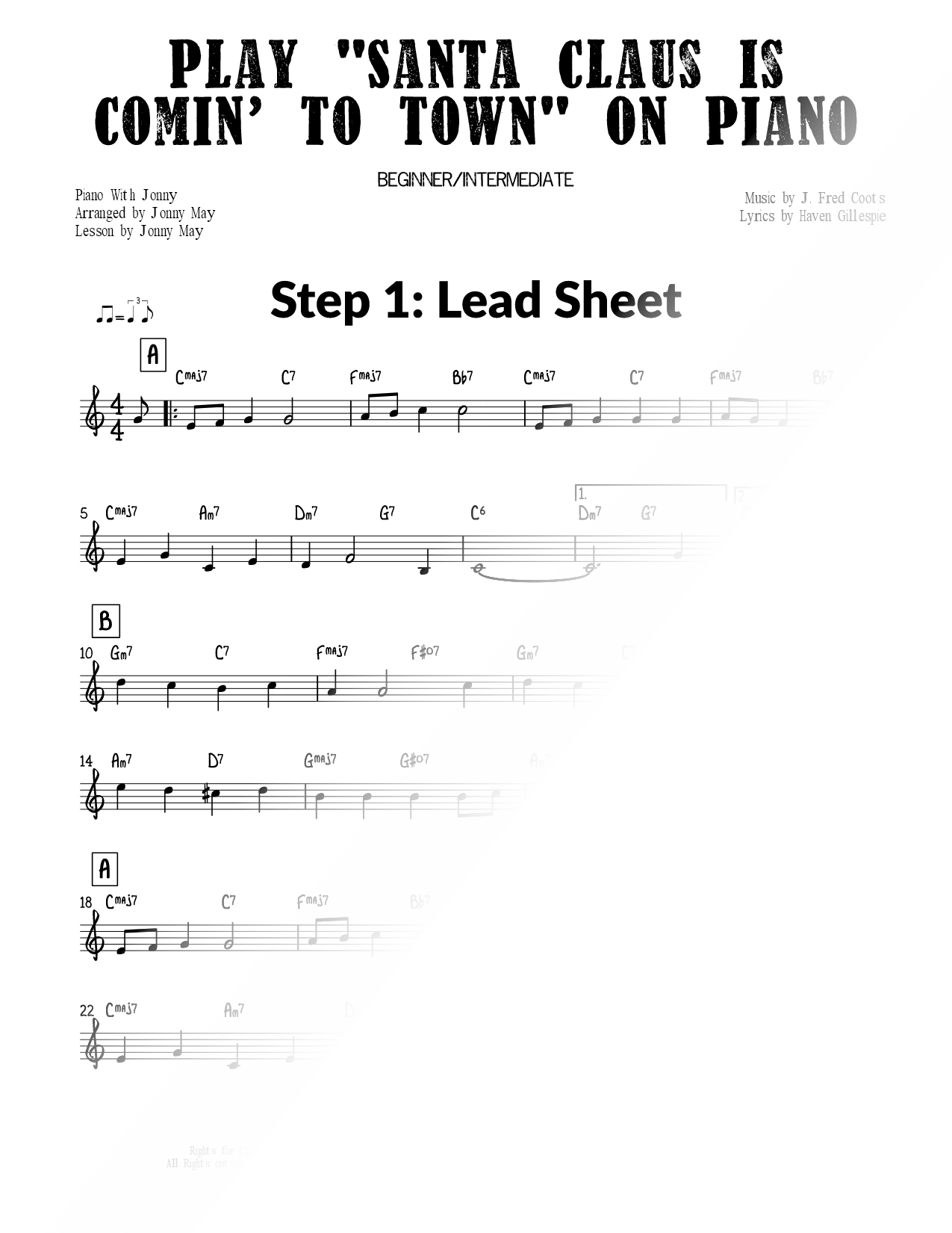 Play Santa Claus Is Comin' to Town on Piano [beginner / intermediate]