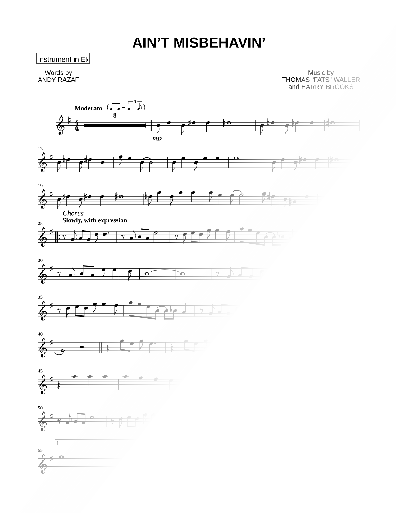 Ain't Misbehavin' - Eb Instrument