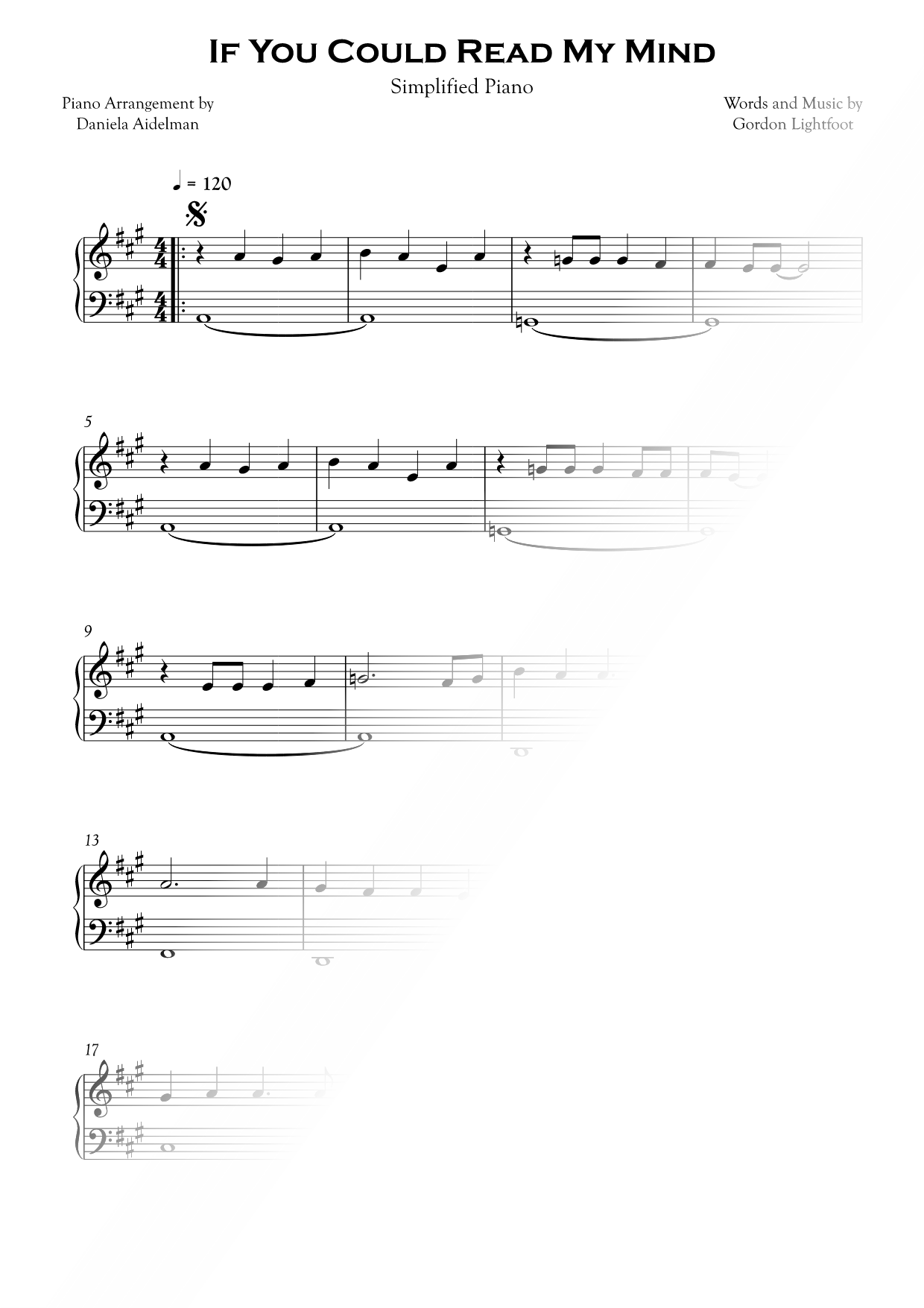 If You Could Read My Mind [simplified]