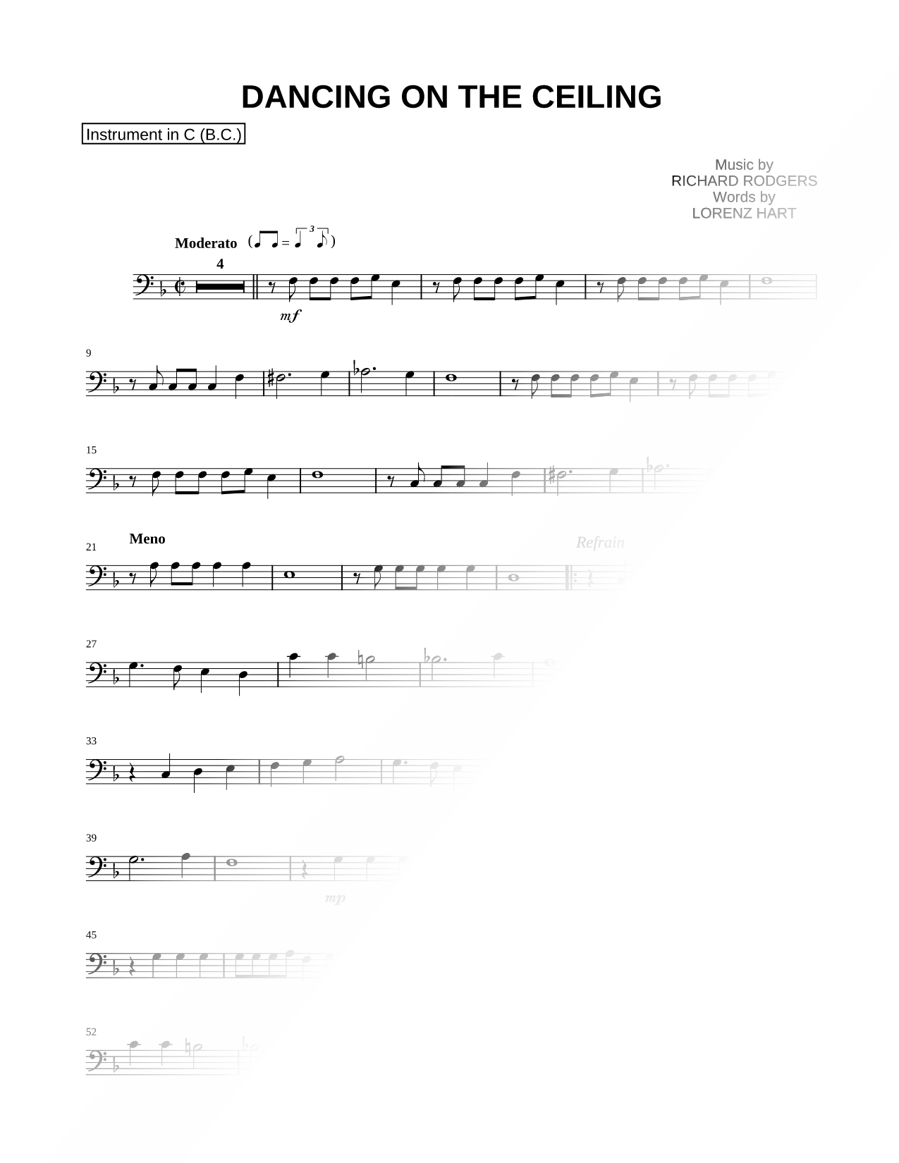 Dancing on the Ceiling - Bass Clef Instrument