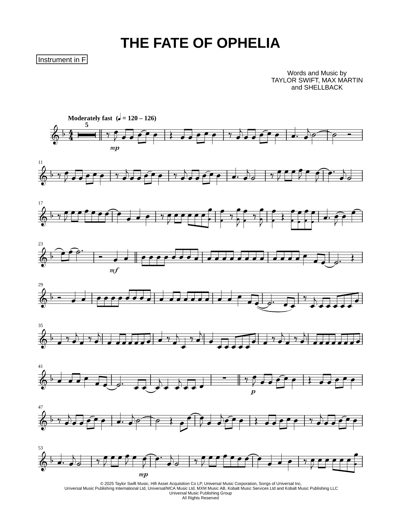 The Fate of Ophelia - F Instrument