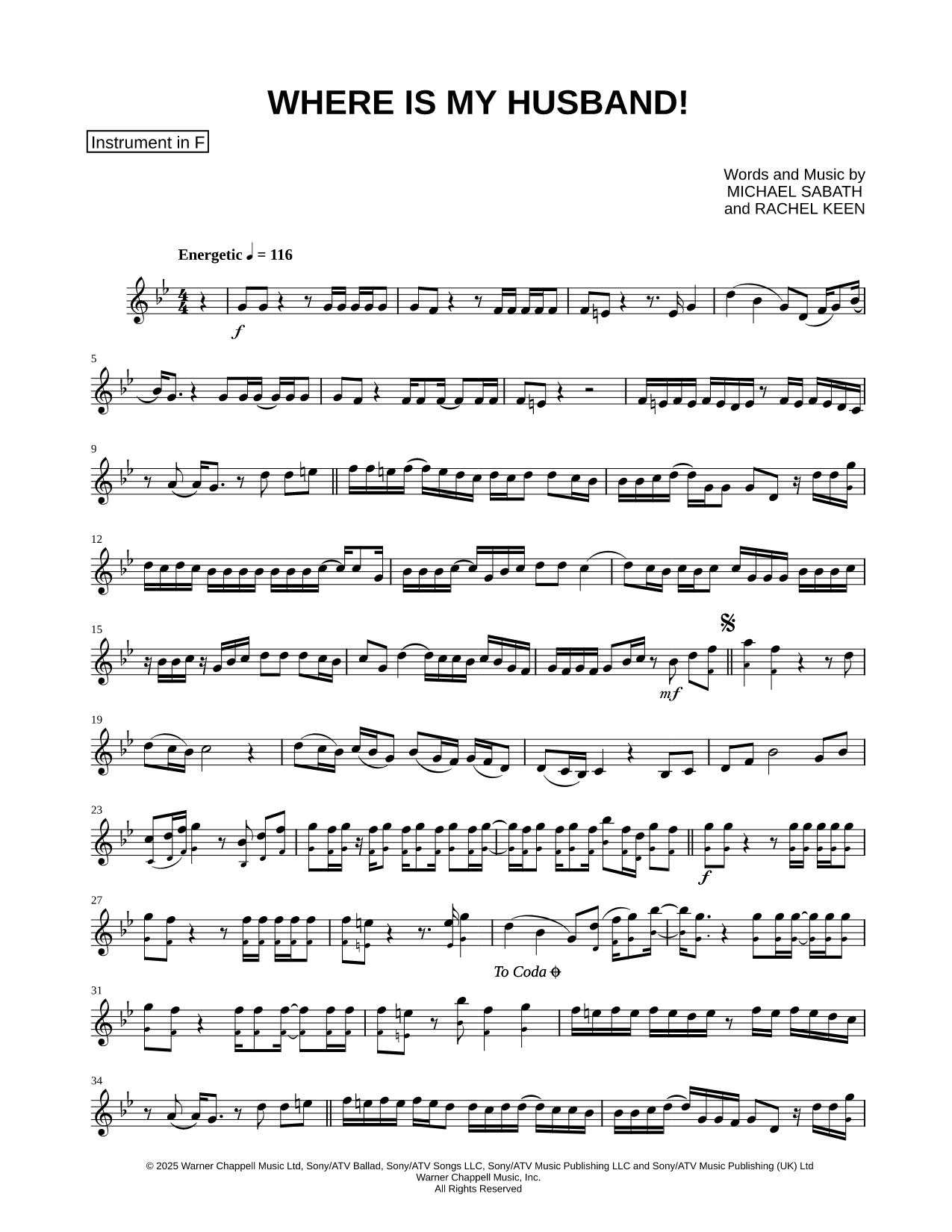 WHERE IS MY HUSBAND! - F Instrument
