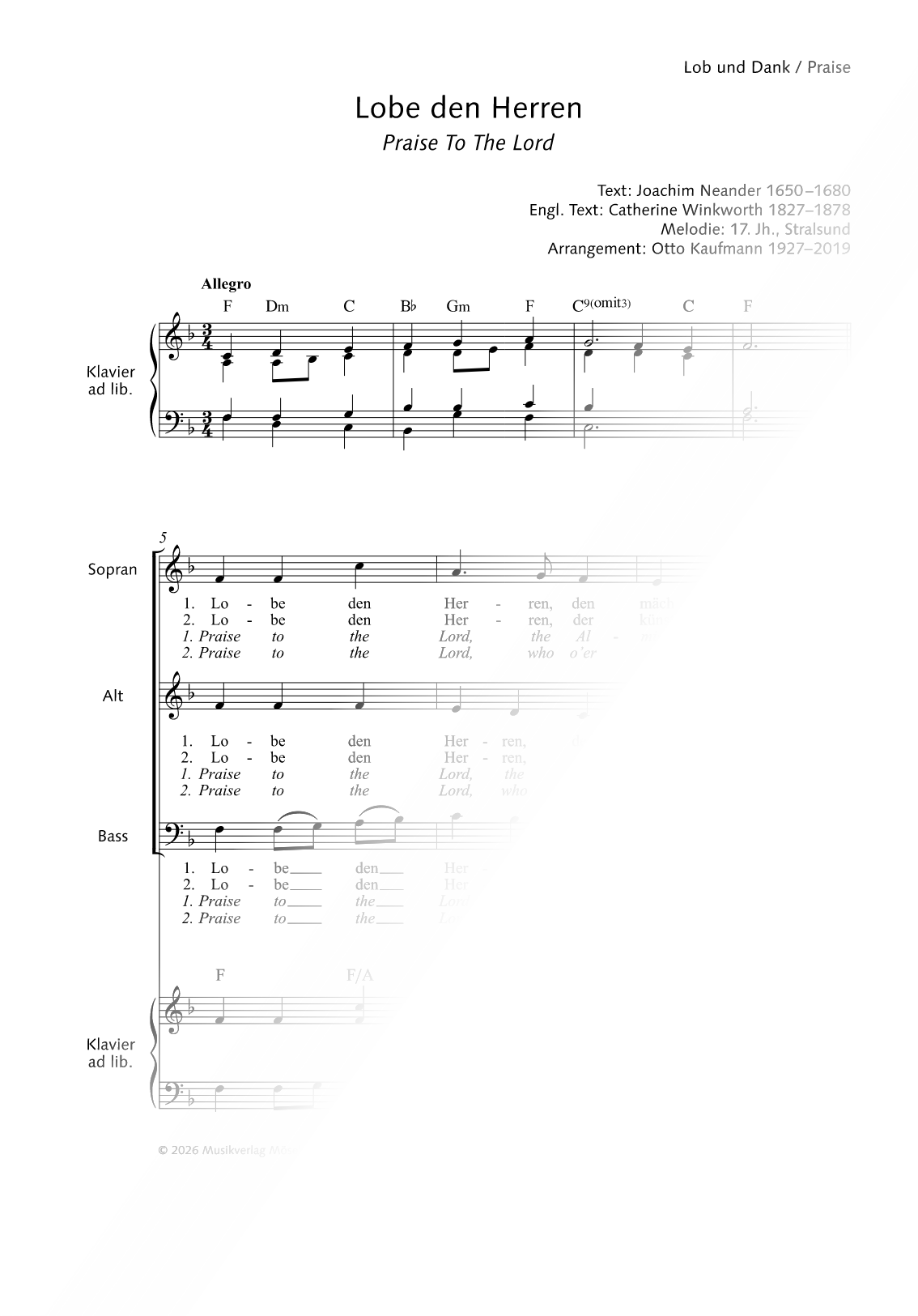 Lobe den Herren (Praise to the Lord)