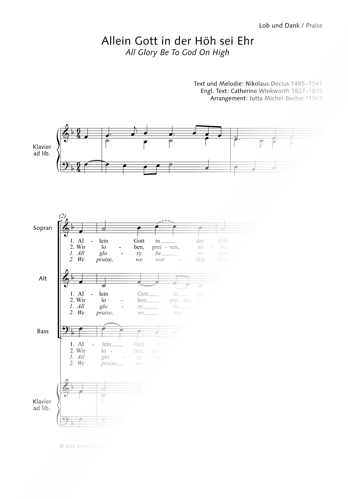 Allein Gott in der Höh sei Ehr (All Glory Be To God On High)