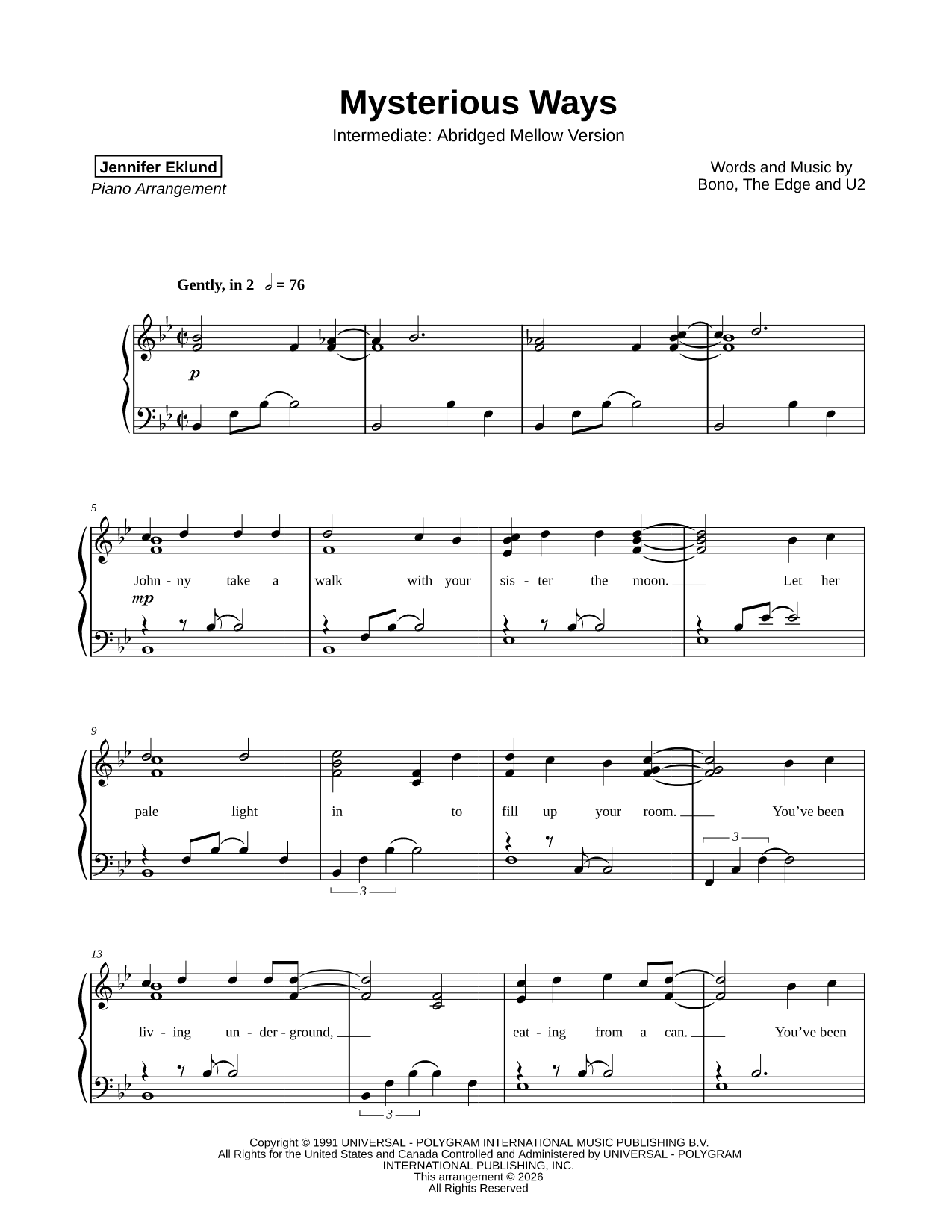 Mysterious Ways [intermediate - abridged / mellow]