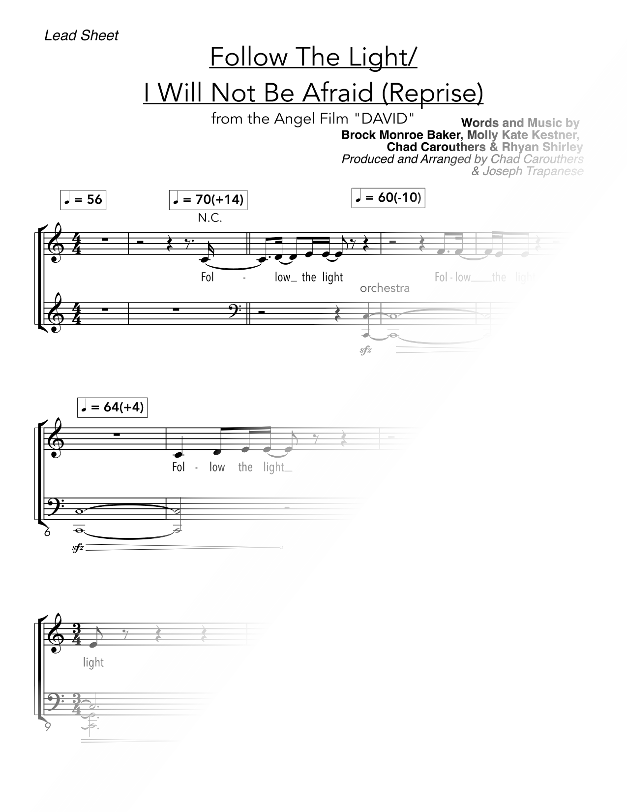 Follow the Light / I Will Not Be Afraid (Reprise)
