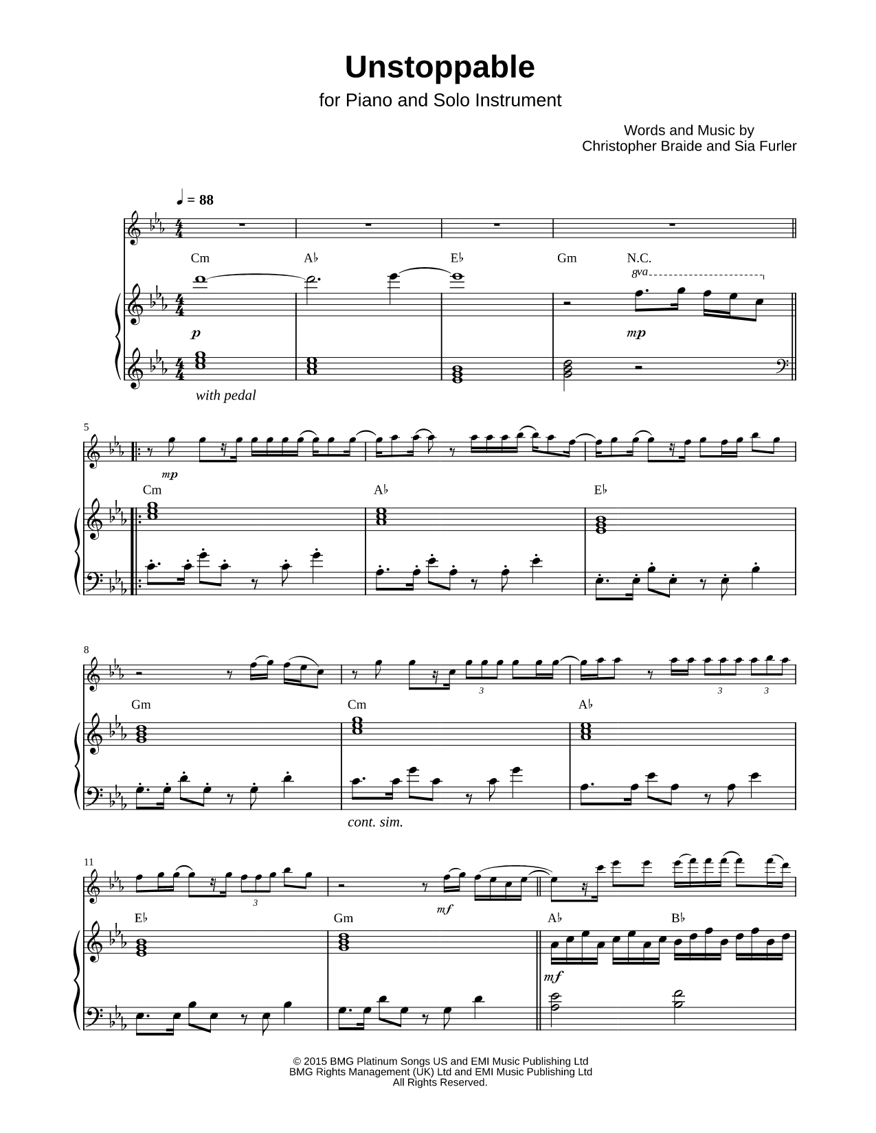 Unstoppable - Piano Accompaniment