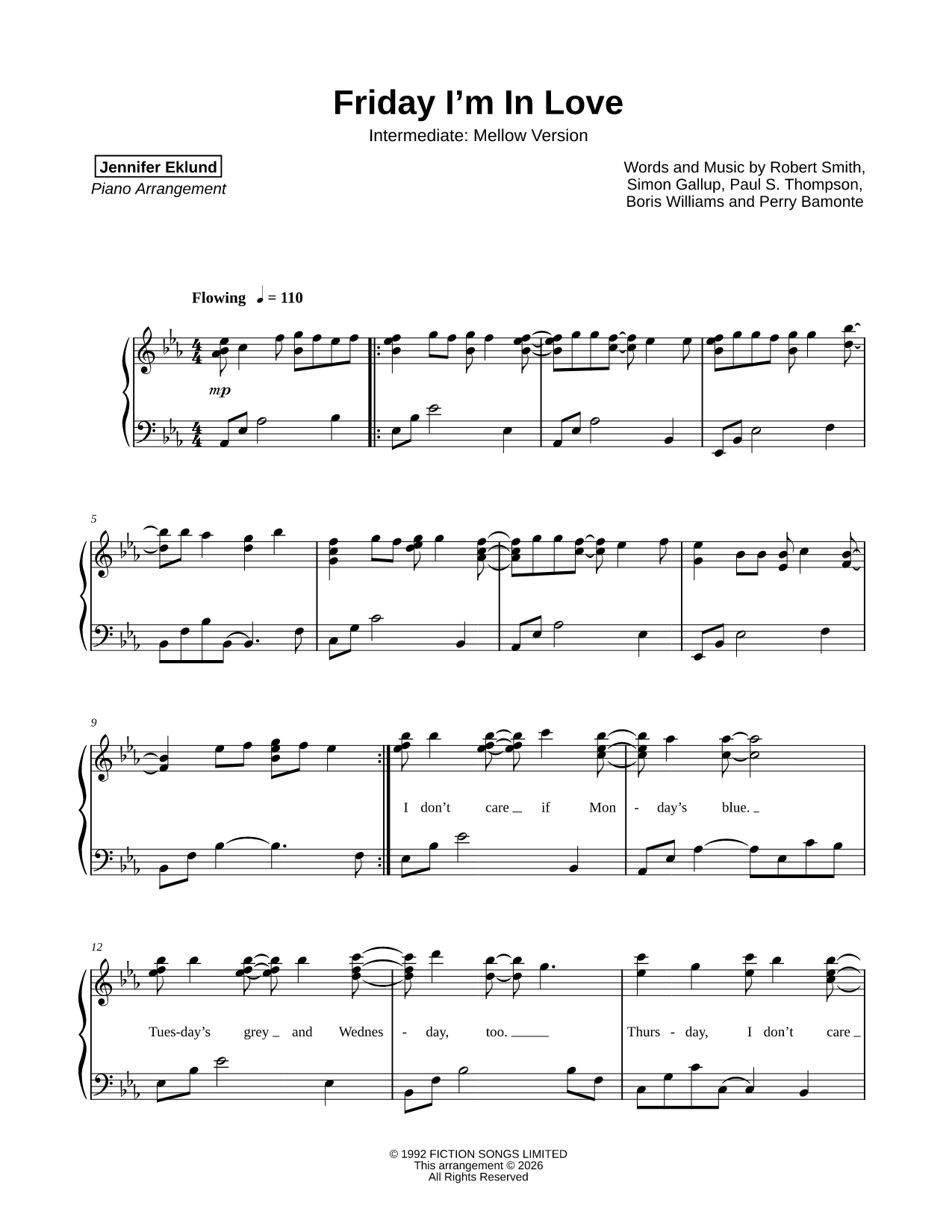 Friday I'm in Love [intermediate - mellow]