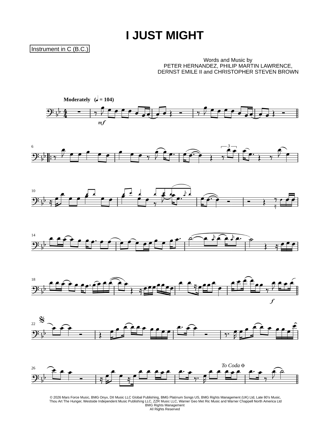 I Just Might - Bass Clef Instrument
