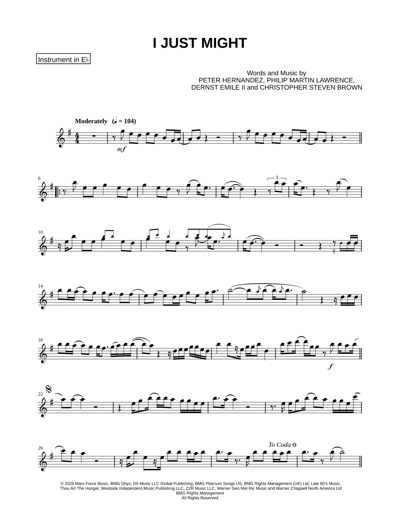 I Just Might - Eb Instrument
