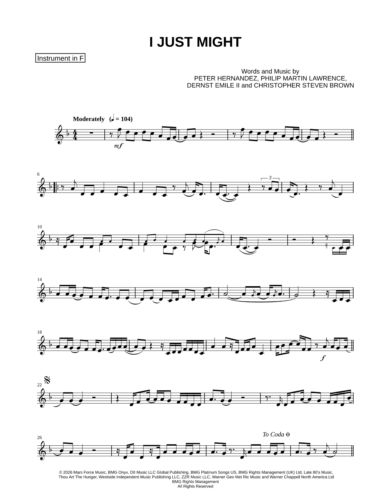 I Just Might - F Instrument