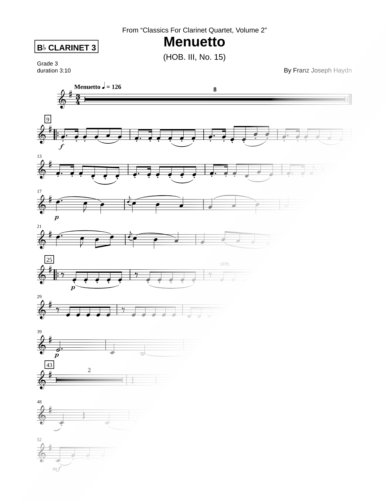Menuetto (Clarinet 3 Part)