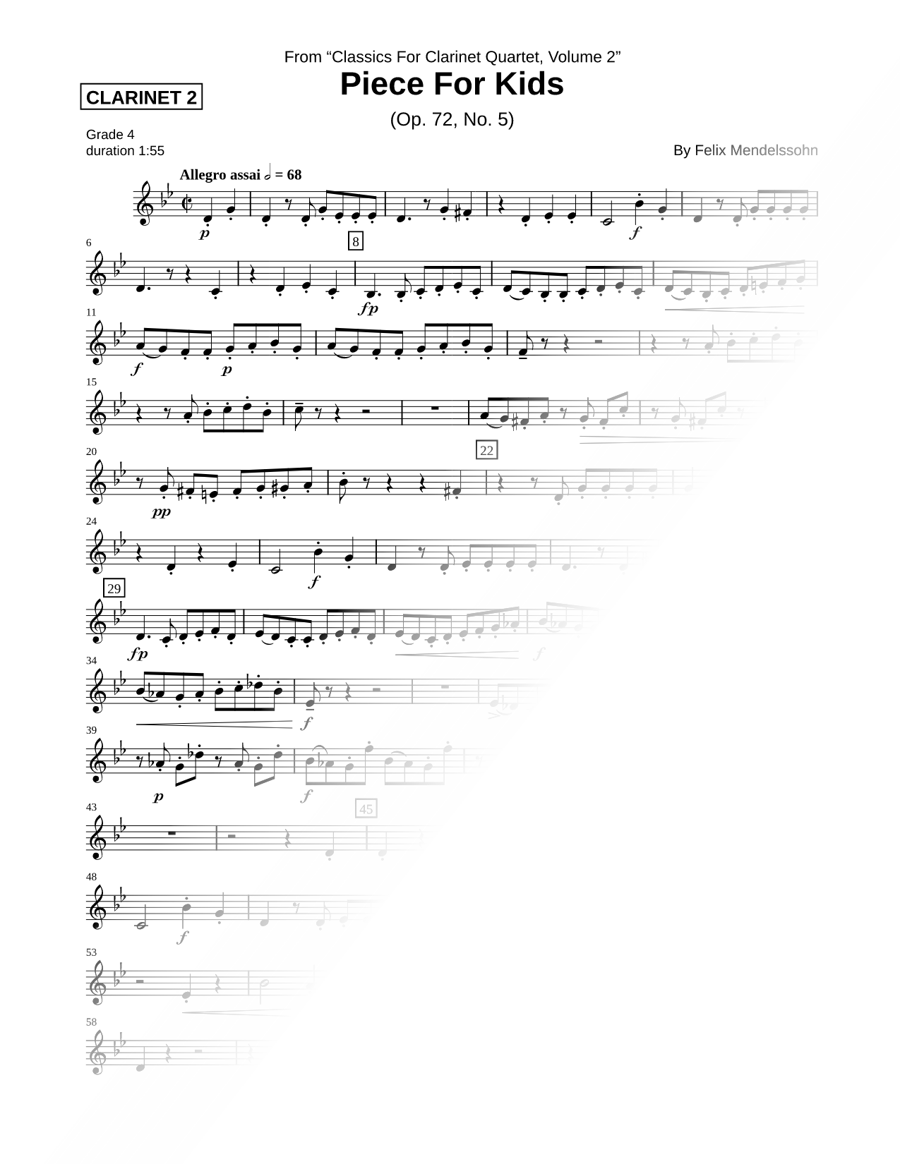 Piece for Kids (Clarinet 2 Part)