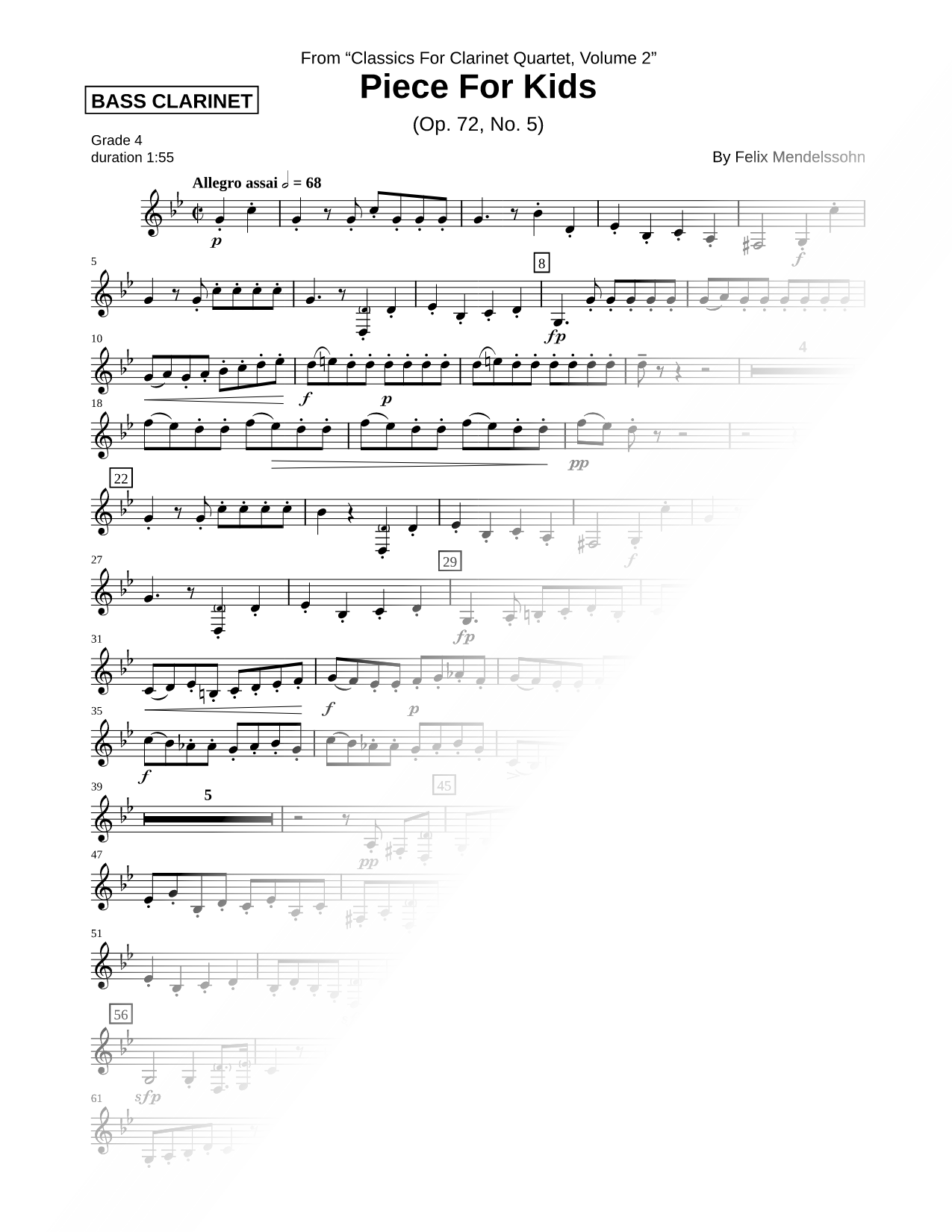 Piece for Kids (Bass Clarinet Part)