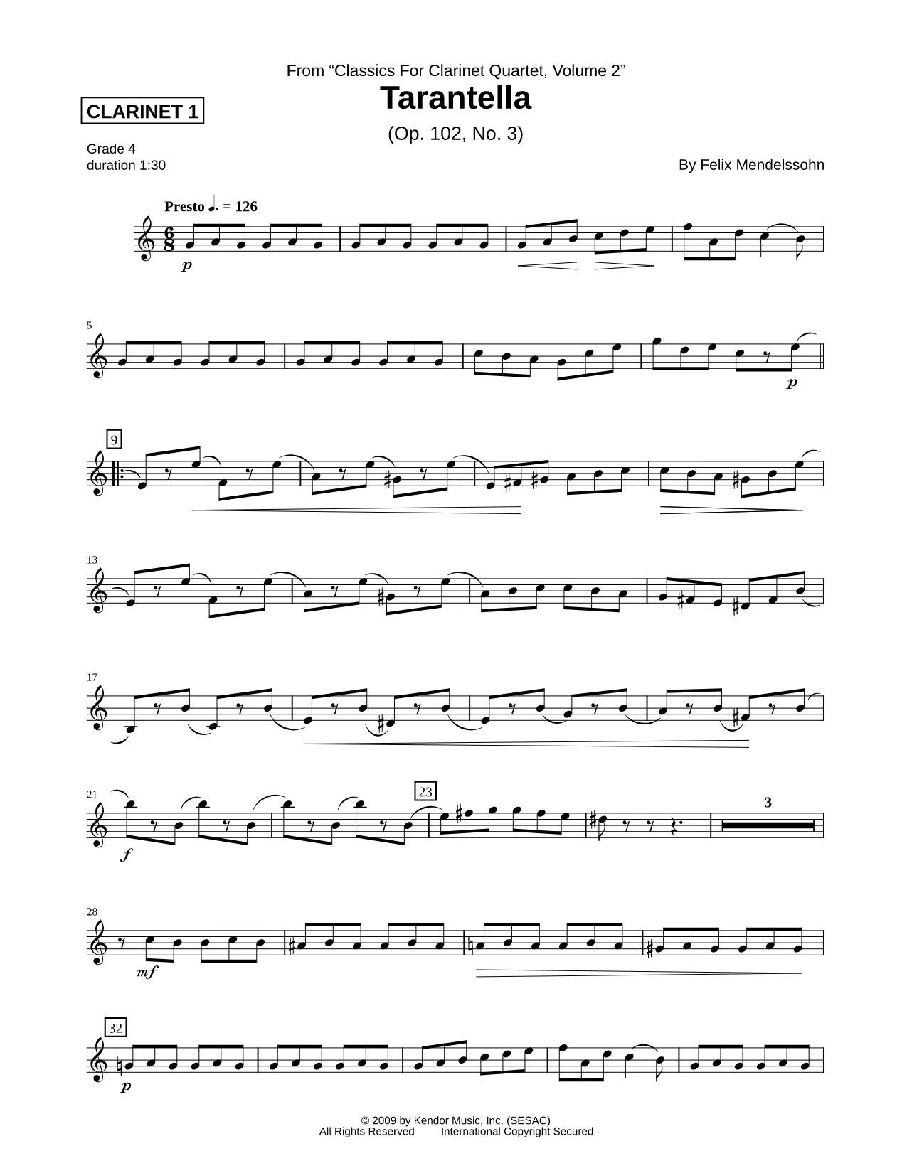 Tarantella - Clarinet 1 Part