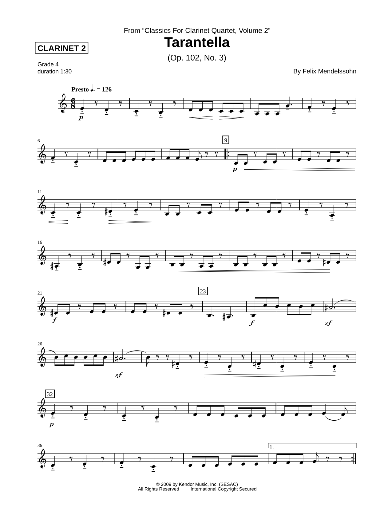 Tarantella - Clarinet 2 Part