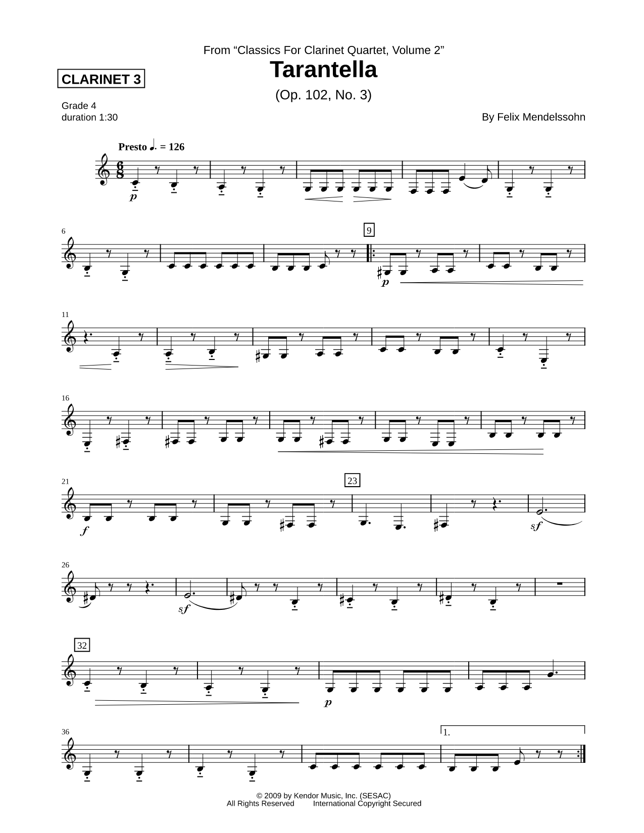 Tarantella - Clarinet 3 Part