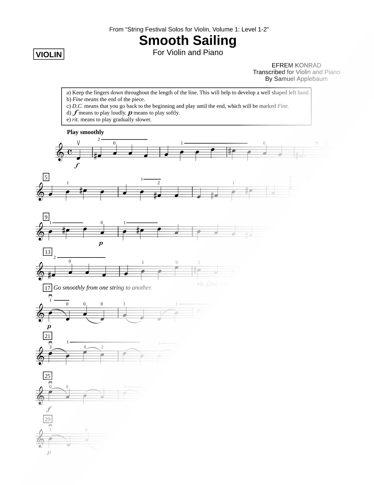 Smooth Sailing (Violin Part)