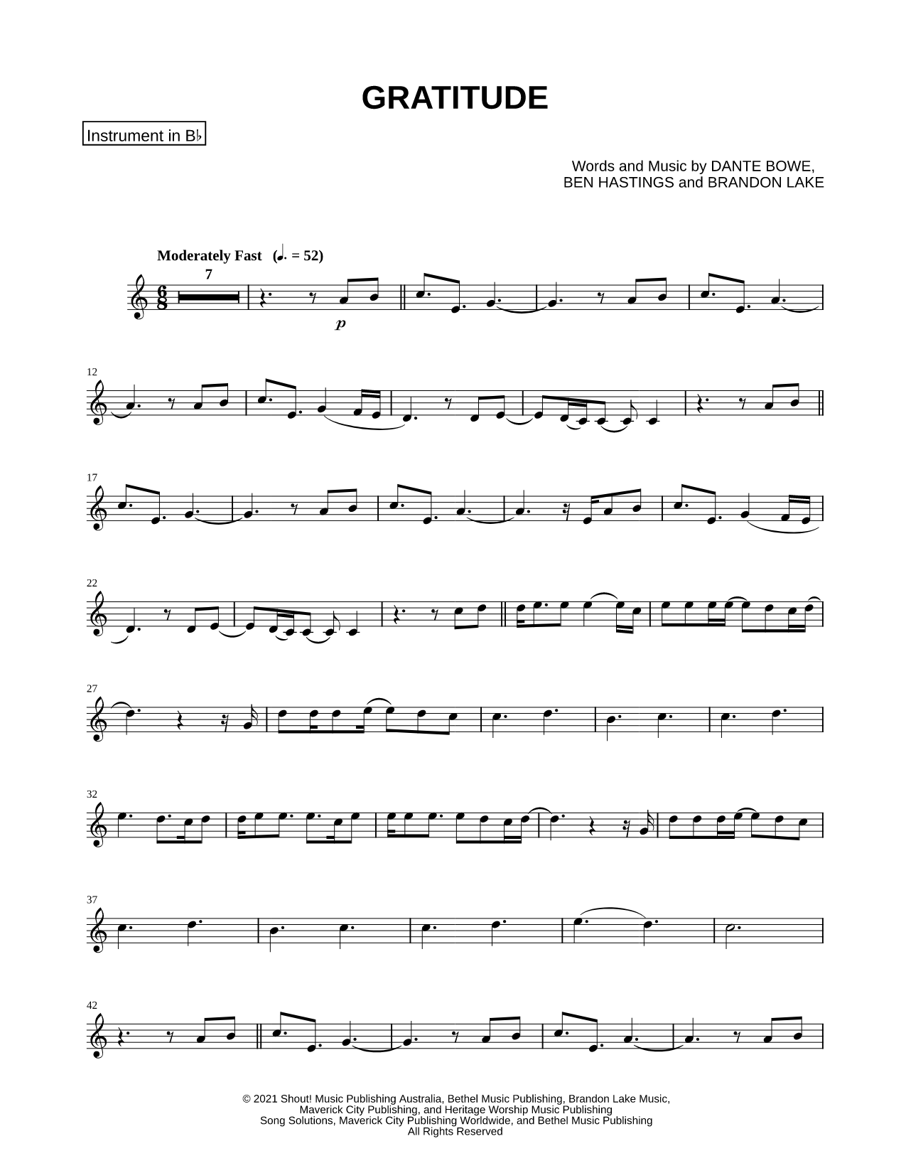 Gratitude - Bb Instrument