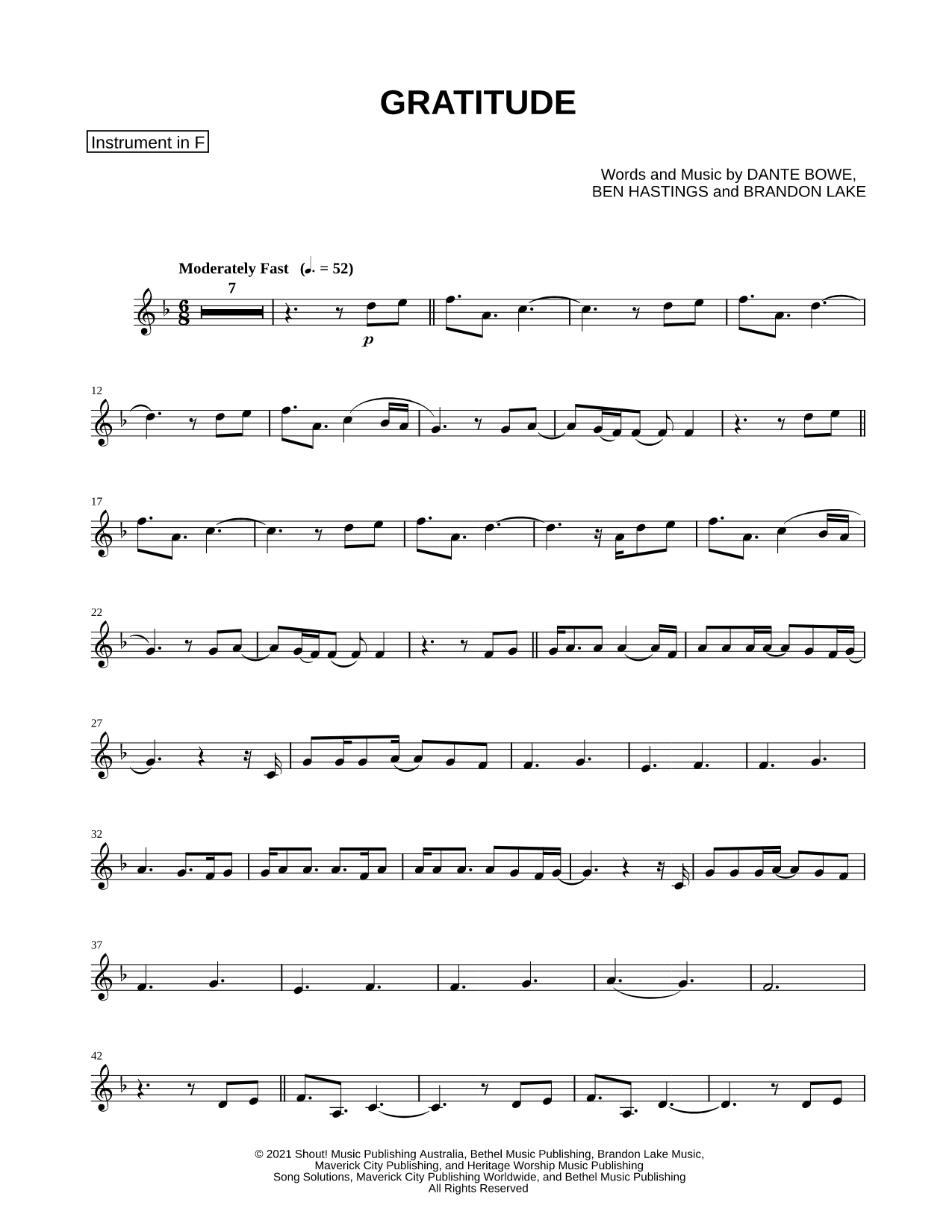 Gratitude - F Instrument