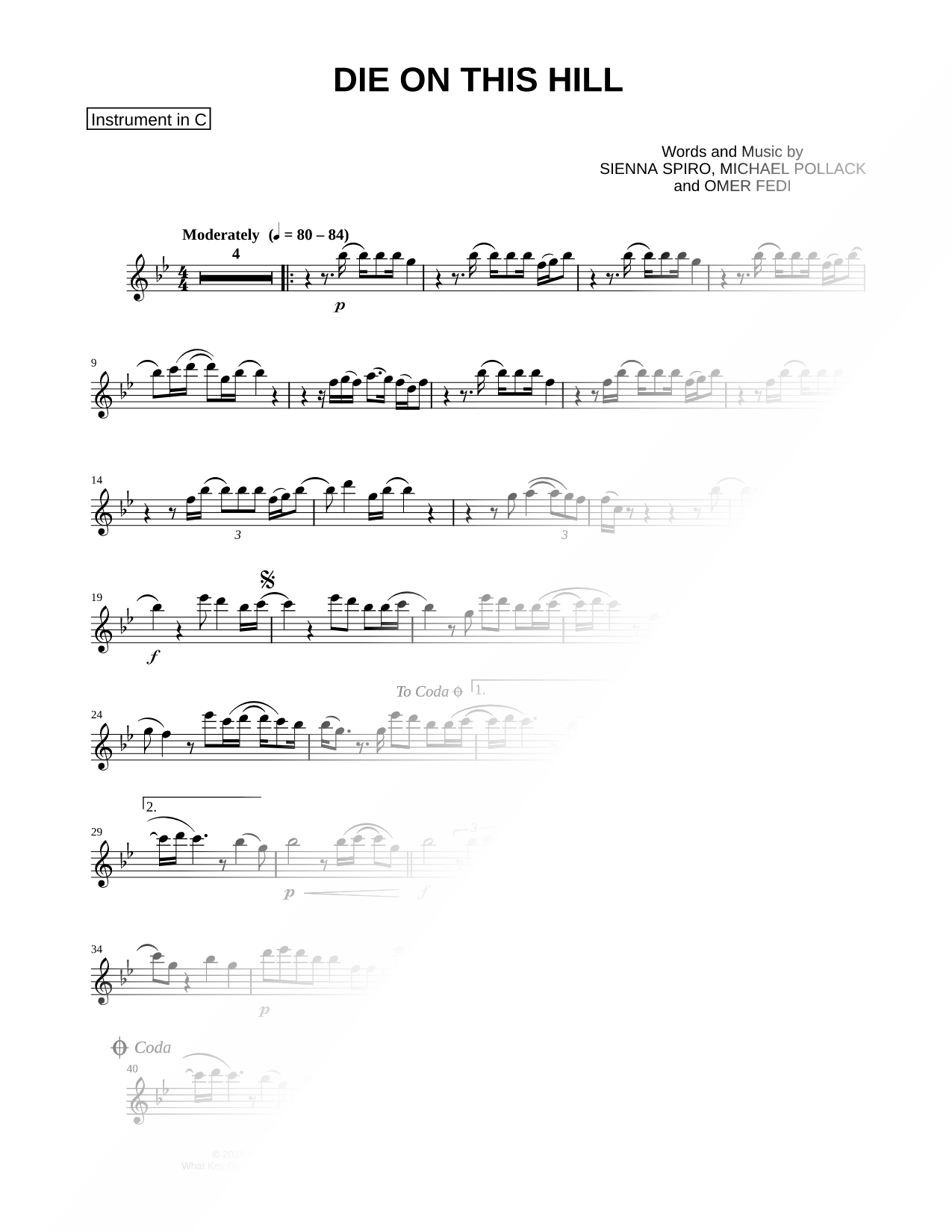 Die on This Hill - C Instrument