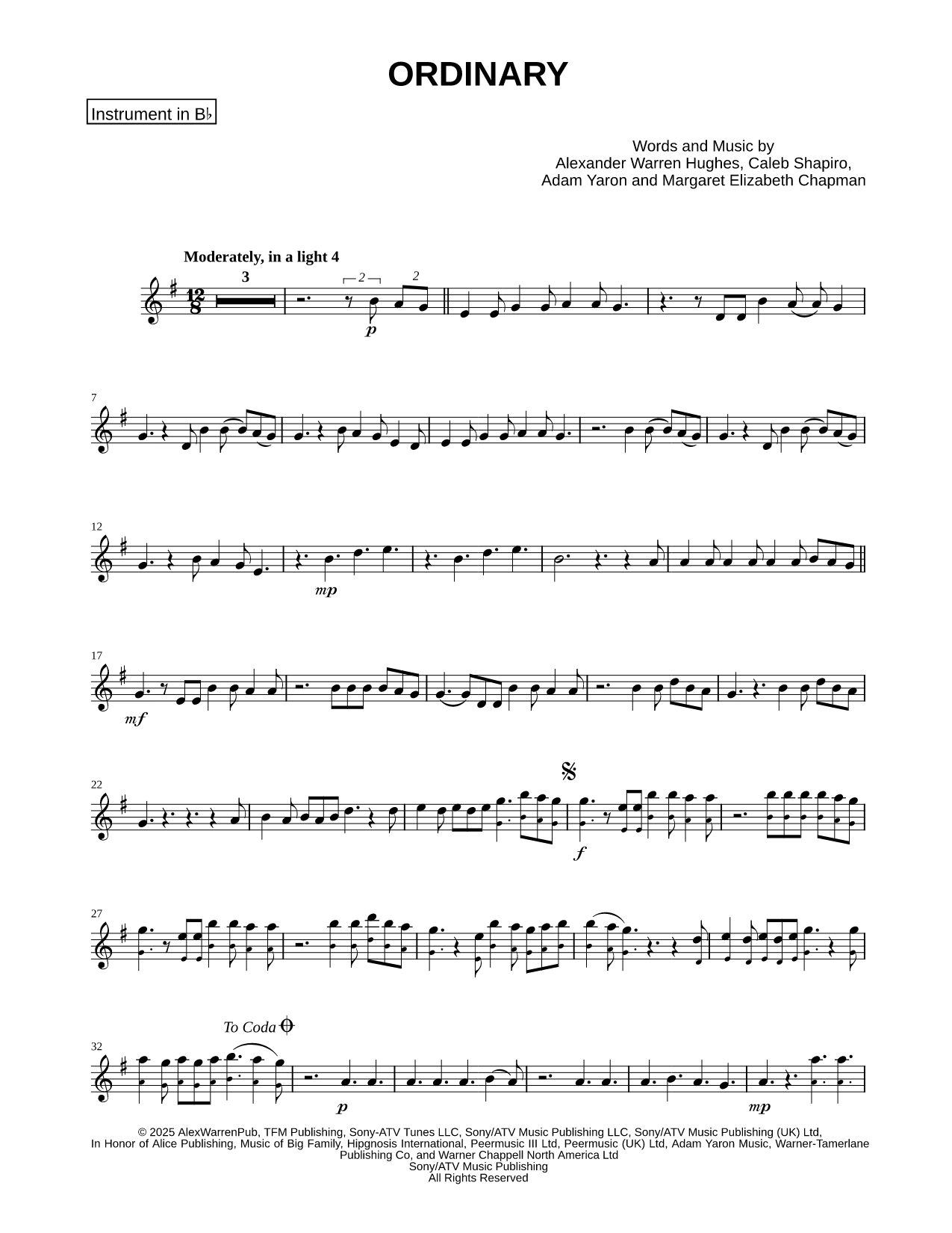 Ordinary - Bb Instrument