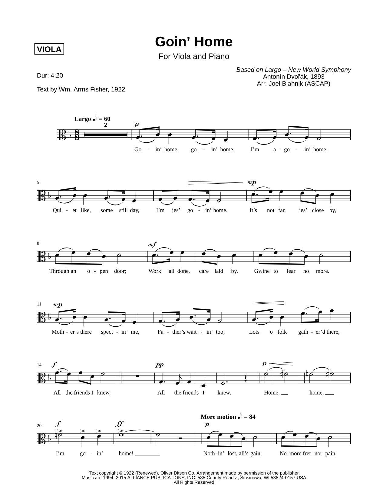 Goin' Home (Viola Part)
