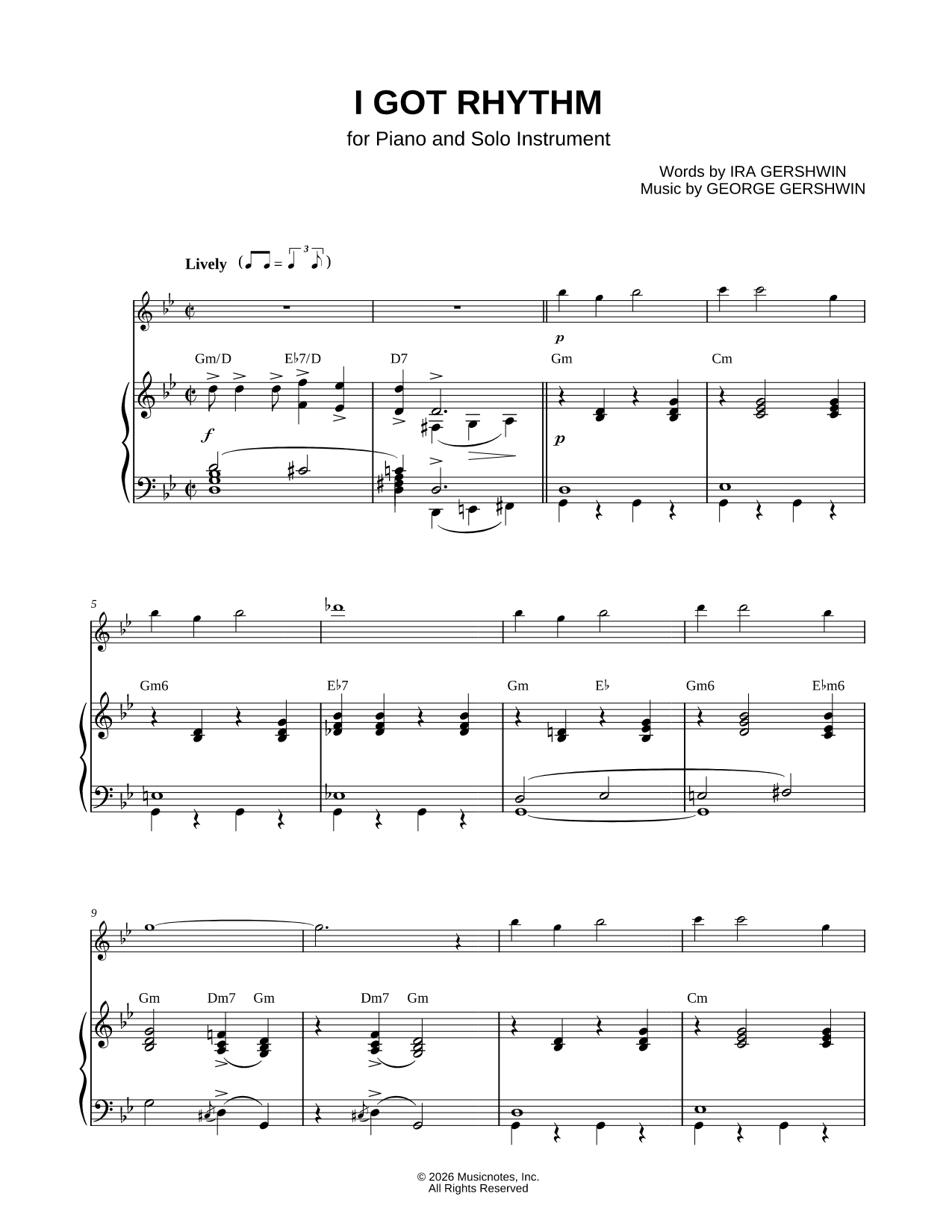 I Got Rhythm - Piano Accompaniment