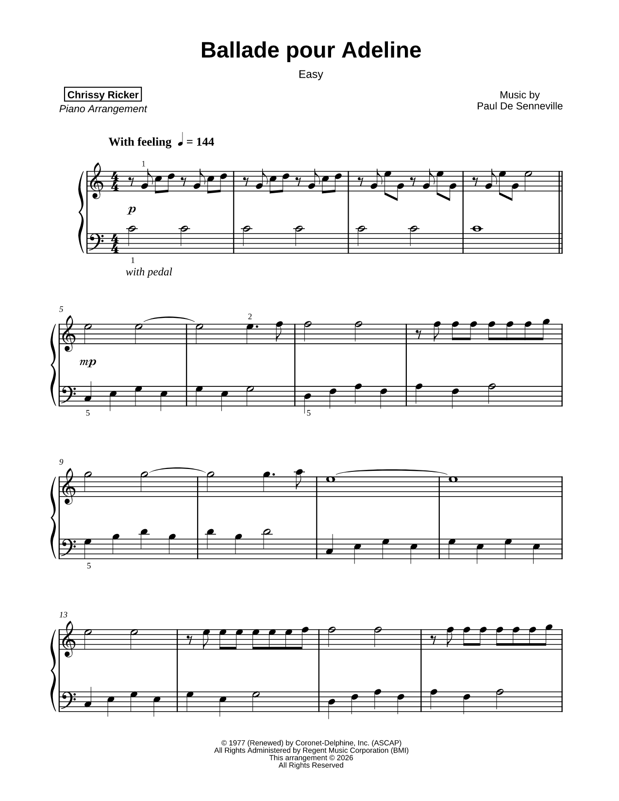 Ballade pour Adeline [easy]
