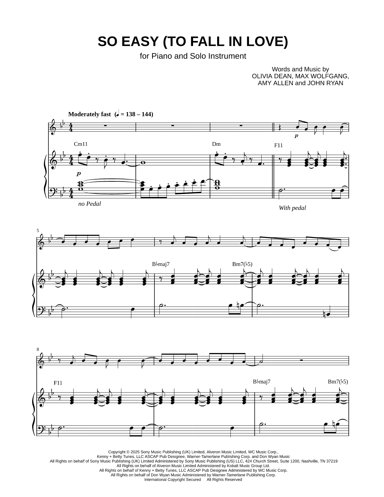 So Easy (To Fall in Love) - Piano Accompaniment